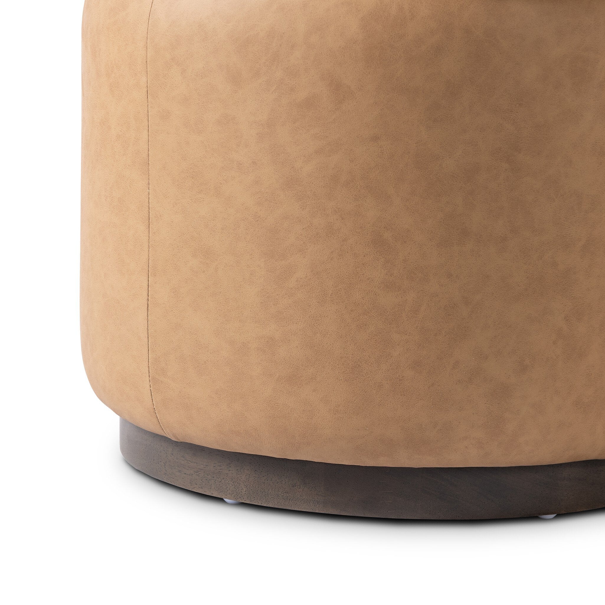 Four Hands Sinclair Round Ottoman — Maestro Camel-Sienna Brown