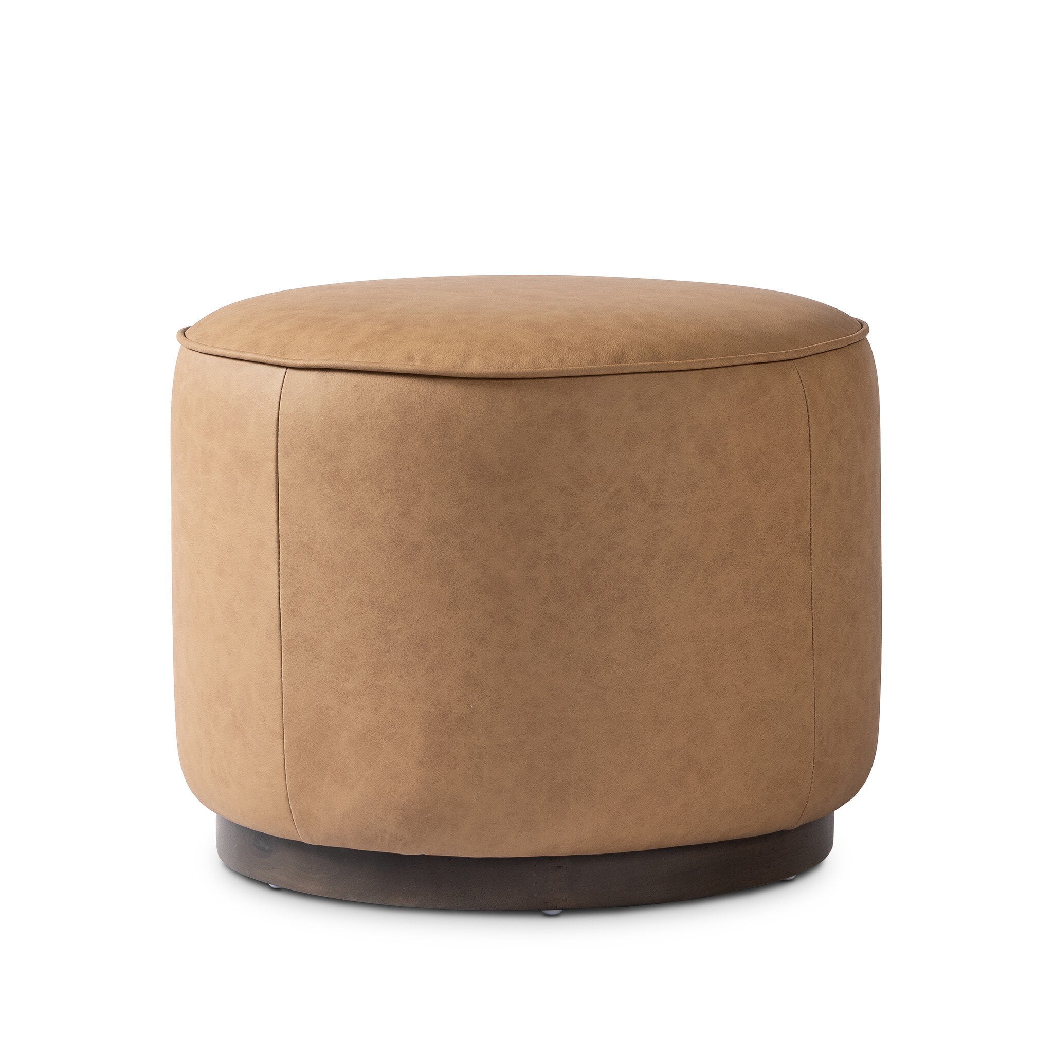 Four Hands Sinclair Round Ottoman — Maestro Camel-Sienna Brown