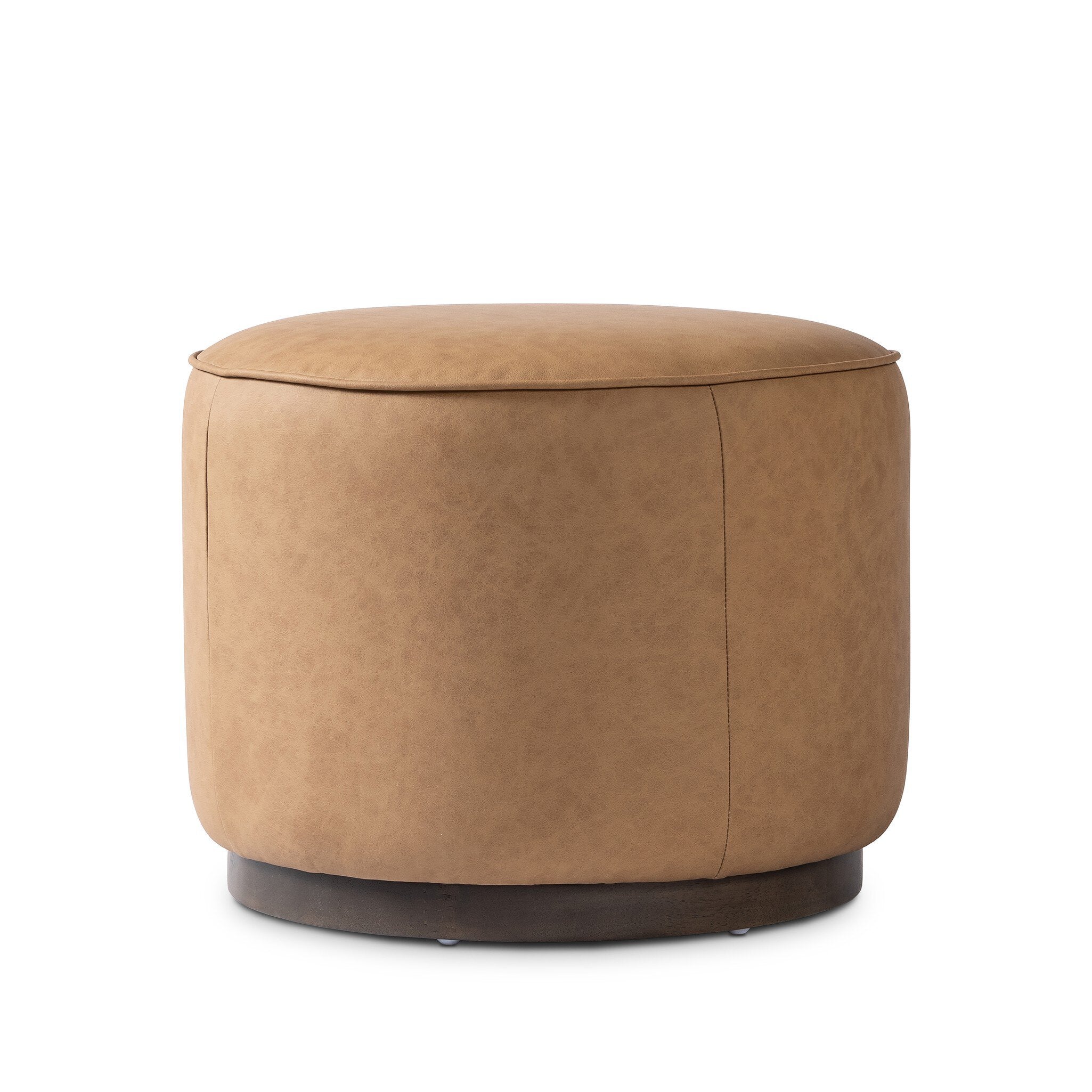 Four Hands Sinclair Round Ottoman — Maestro Camel-Sienna Brown