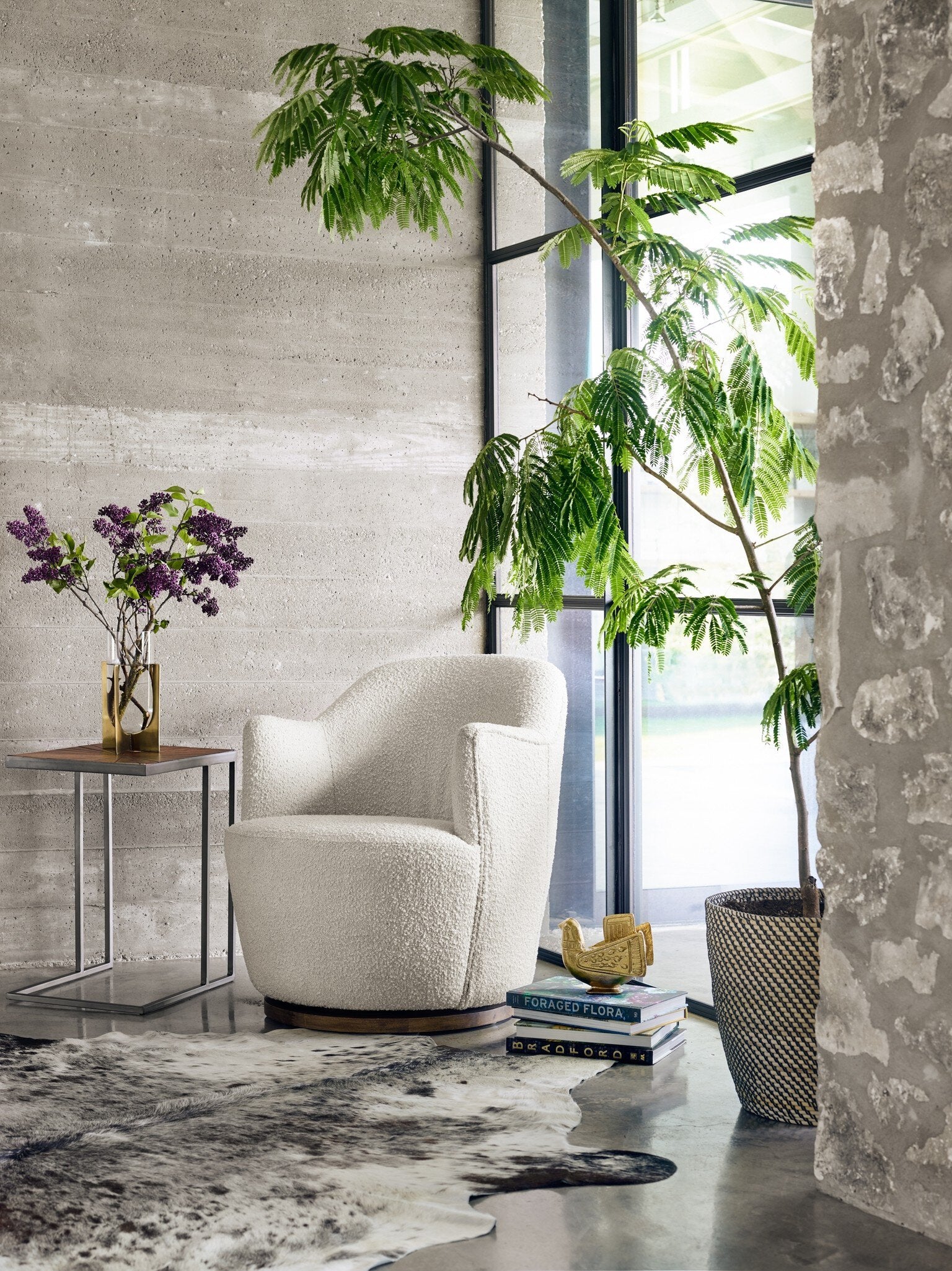 Four Hands Aurora Swivel Chair — Knoll Natural-Distressed Natural