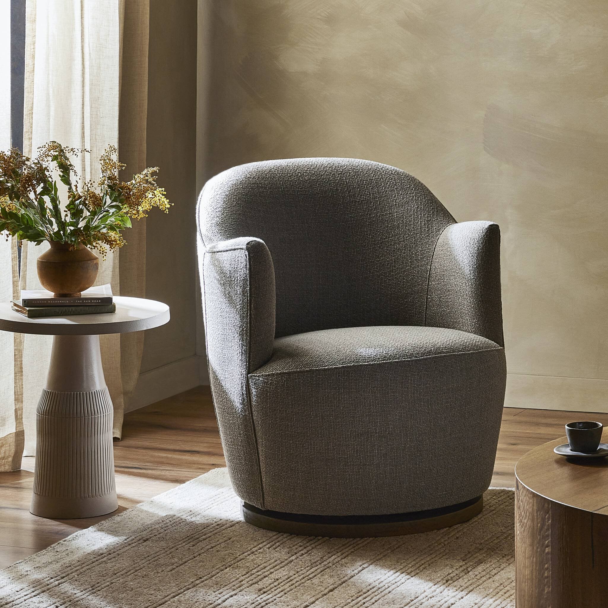 Four Hands Aurora Swivel Chair — Gibson Silver-Distressed Natural