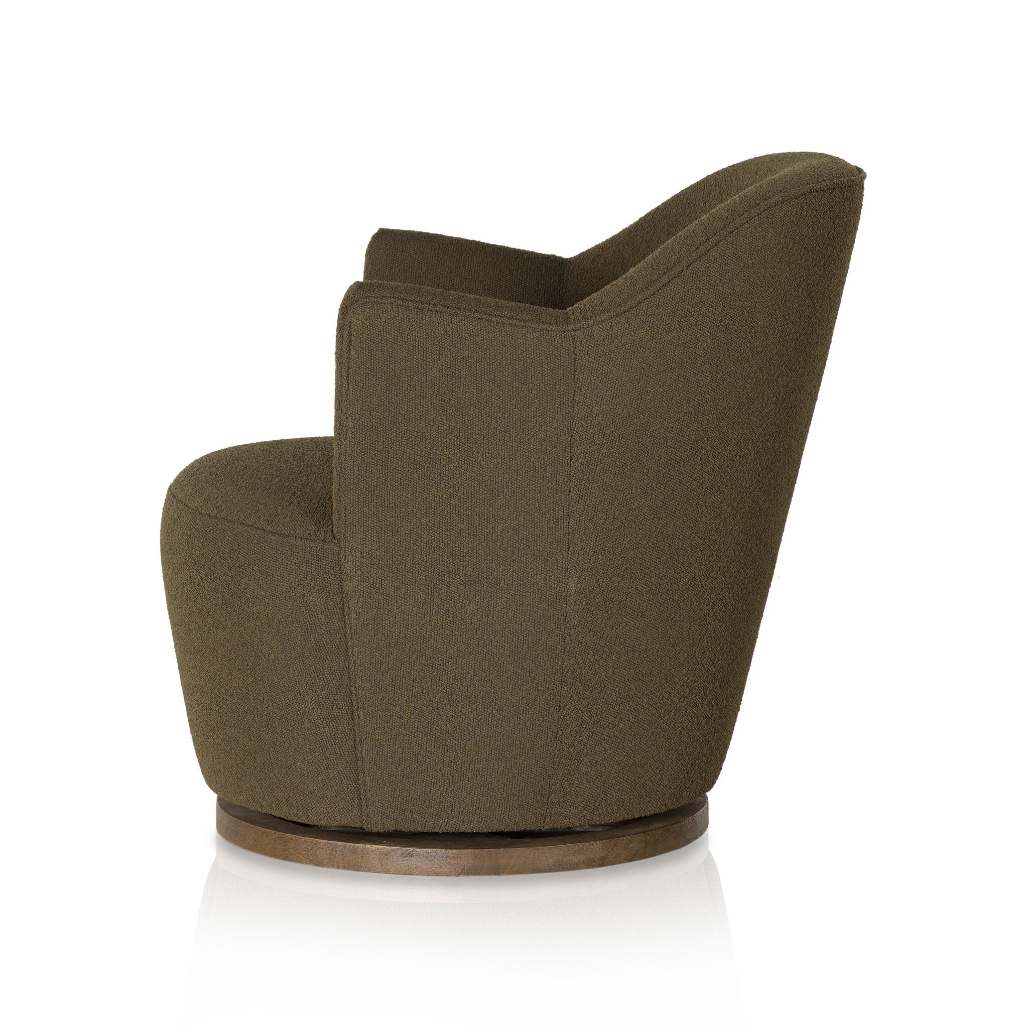 Four Hands Aurora Swivel Chair — FIQA Boucle Olive-Distressed Natural