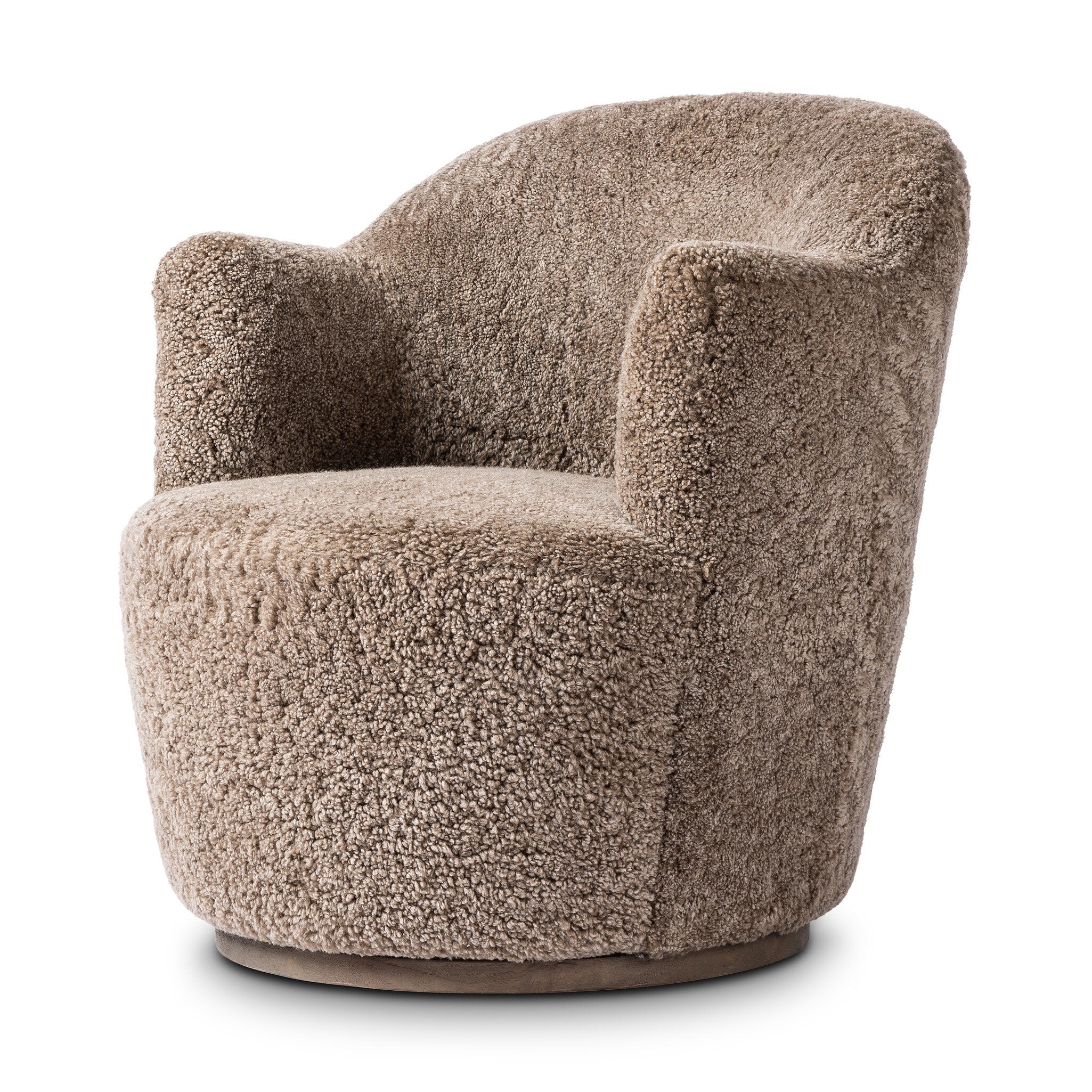 Four Hands Aurora Swivel Chair — Taupe Shearling-Distressed Natural
