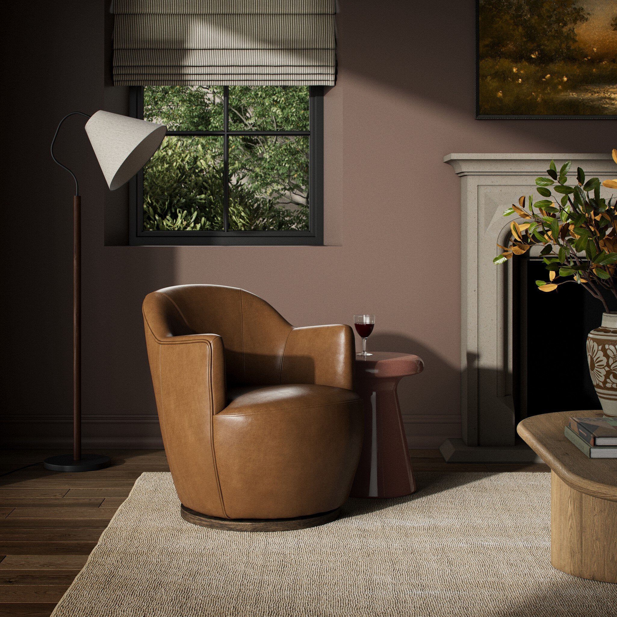 Four Hands Aurora Swivel Chair — Sonoma Butterscotch-Distressed Natural