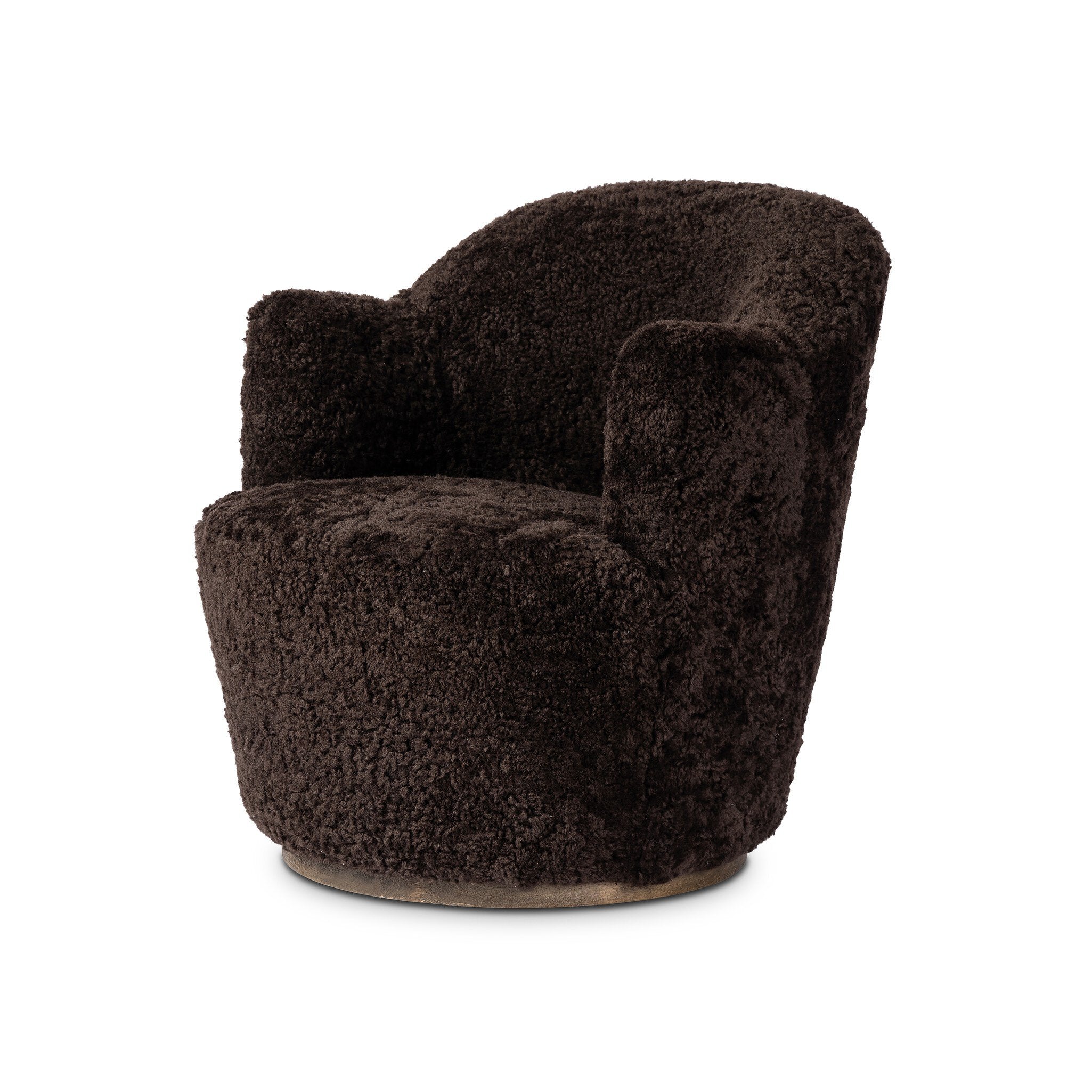 Four Hands Aurora Swivel Chair — Cocoa Shearling-Distressed Natural