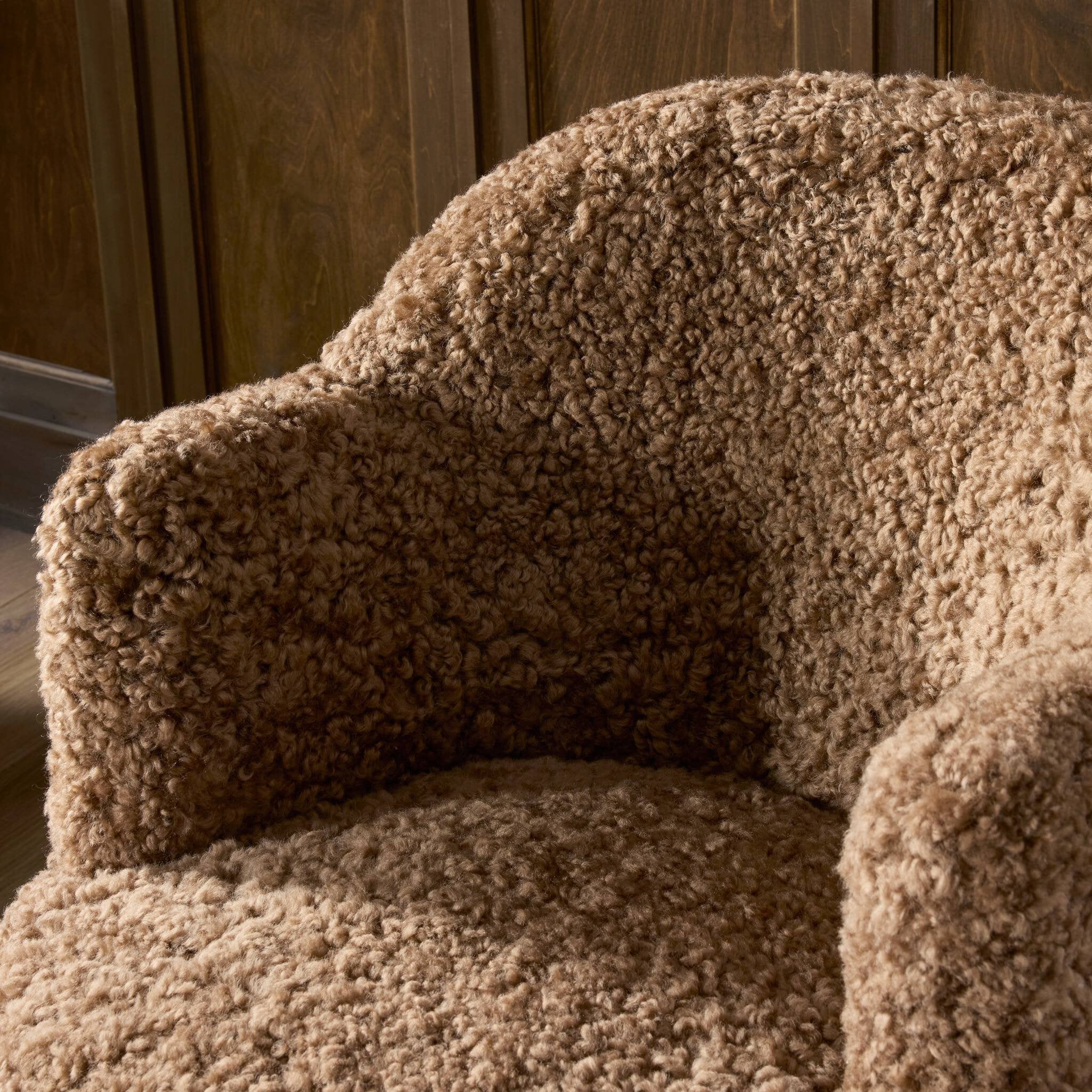 Four Hands Aurora Swivel Chair — Amber Shearling-Distressed Natural