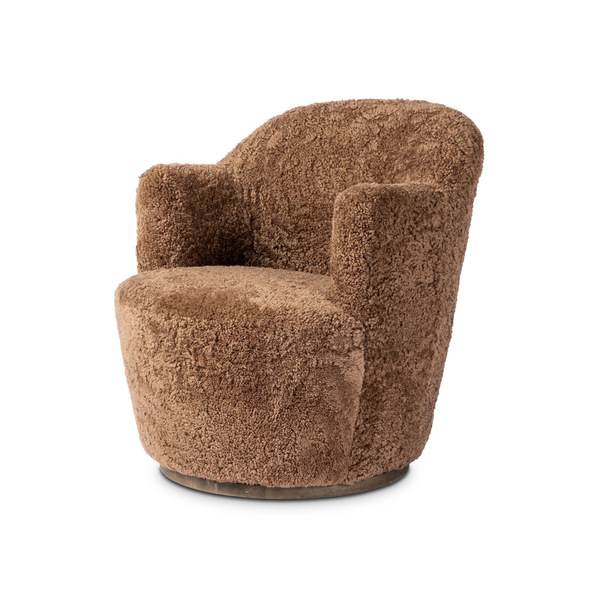 Four Hands Aurora Swivel Chair — Amber Shearling-Distressed Natural