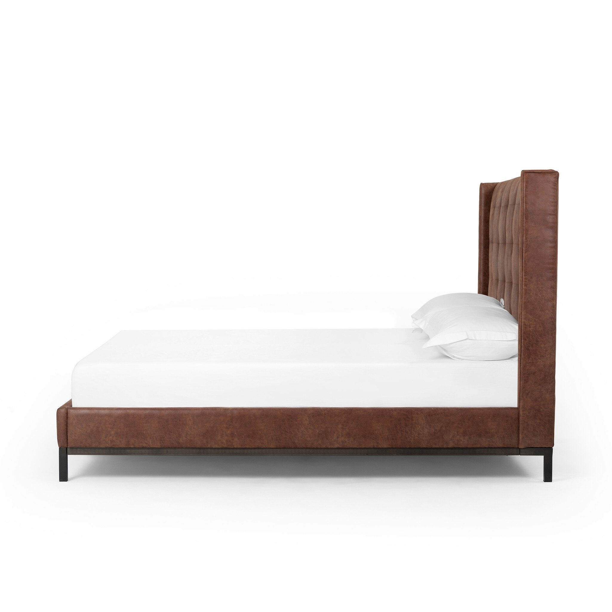 Four Hands Newhall Bed - 55" — Vintage Tobacco-Light Gunmetal-Queen
