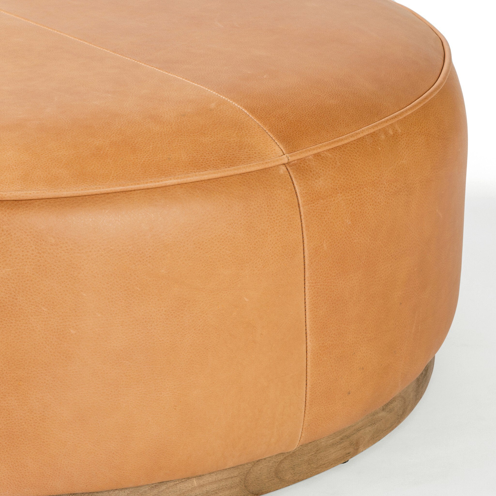 Four Hands Sinclair Large Round Ottoman — Palermo Butterscotch-Distressed Natural