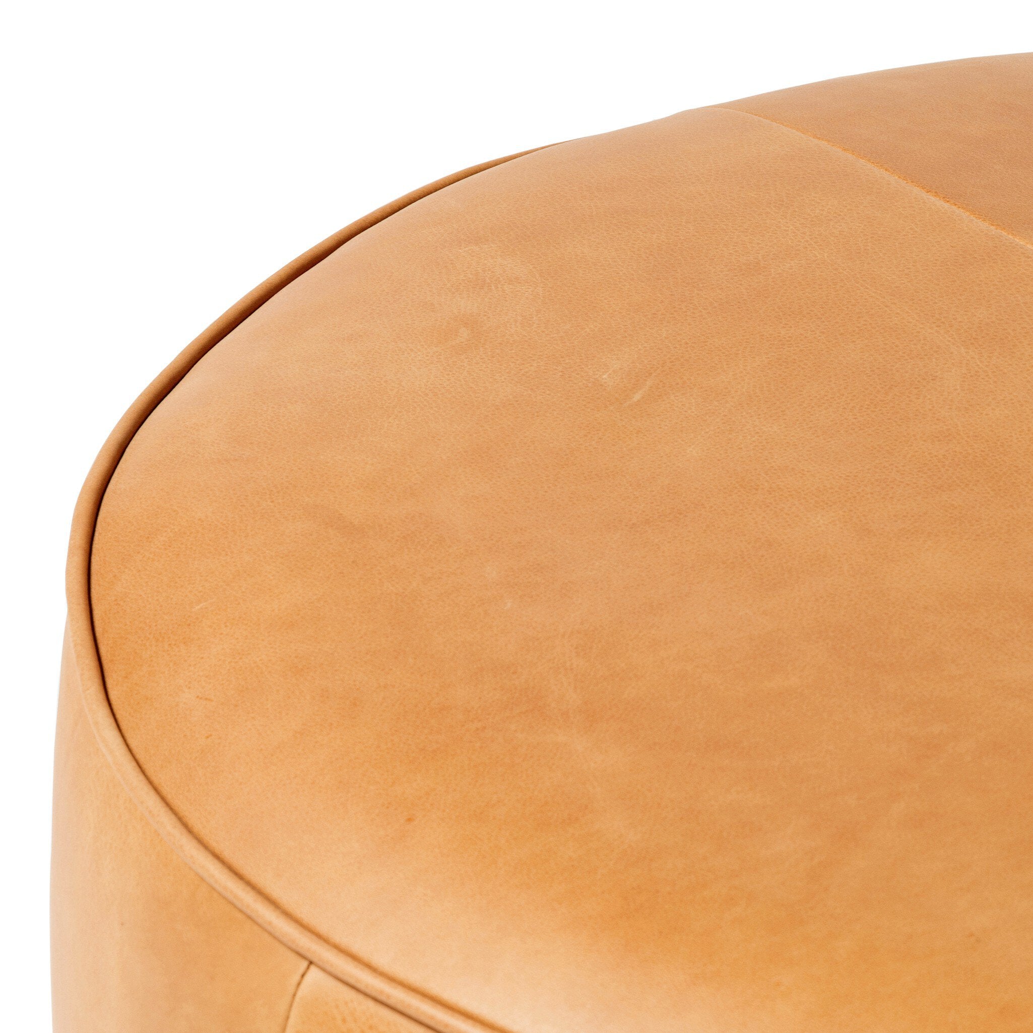 Four Hands Sinclair Large Round Ottoman — Palermo Butterscotch-Distressed Natural