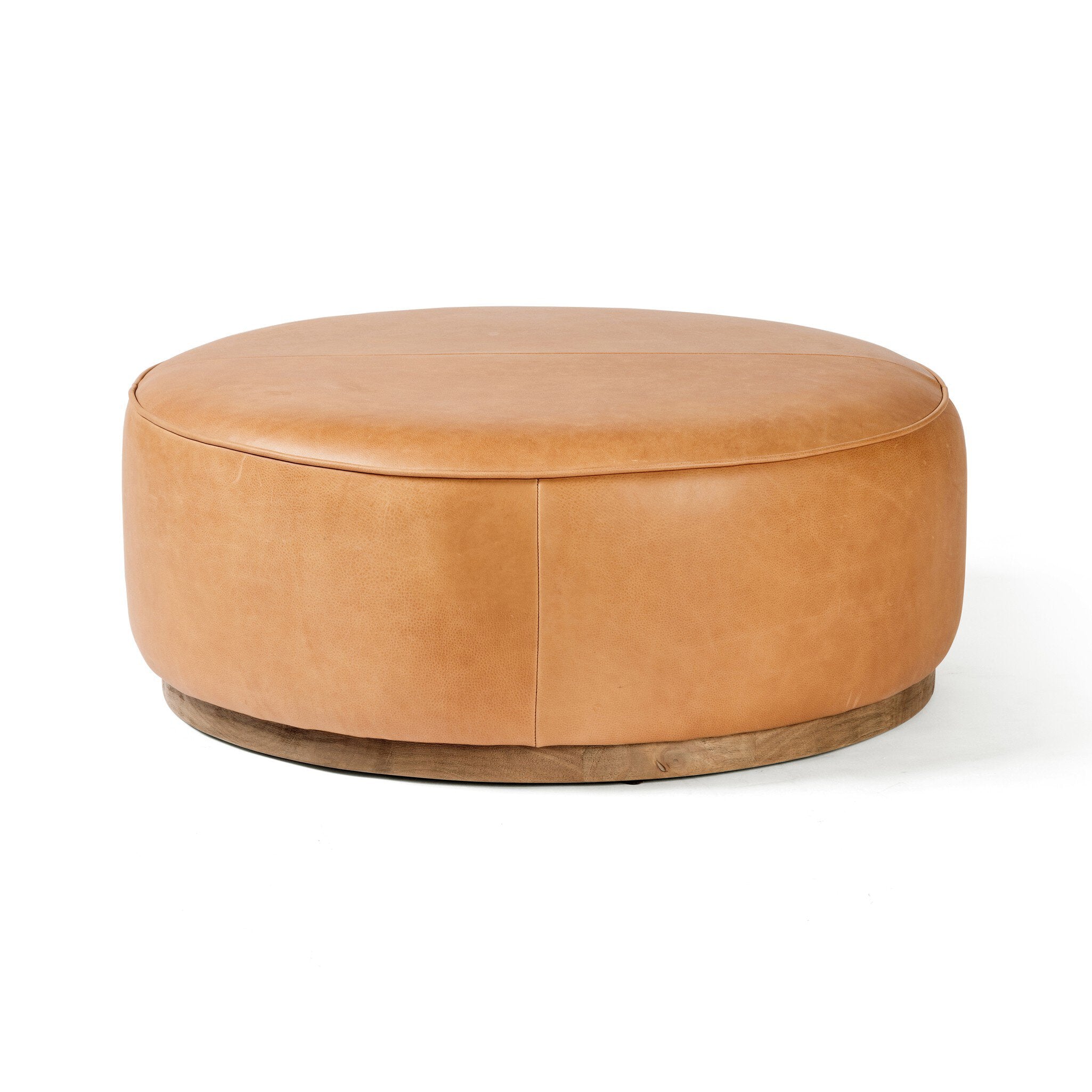 Four Hands Sinclair Large Round Ottoman — Palermo Butterscotch-Distressed Natural