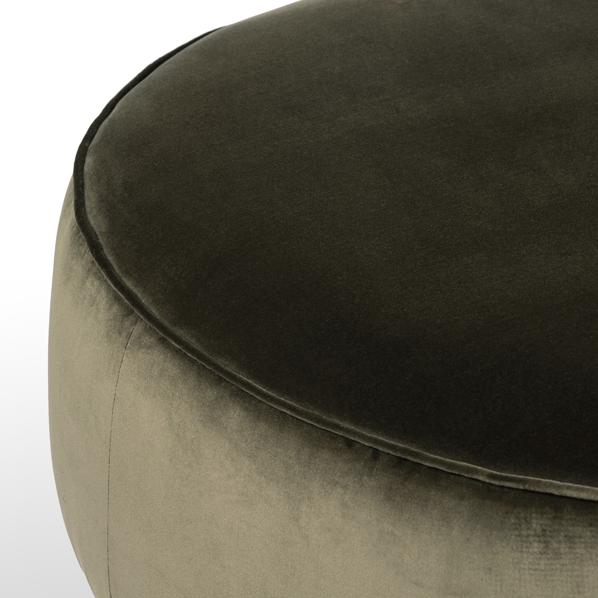 Four Hands Sinclair Large Round Ottoman — Surrey Olive-Sienna Brown
