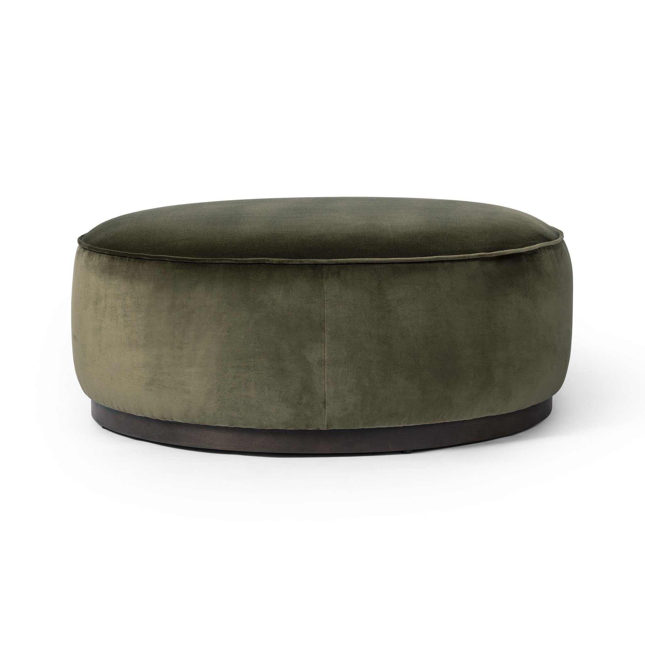 Four Hands Sinclair Large Round Ottoman — Surrey Olive-Sienna Brown