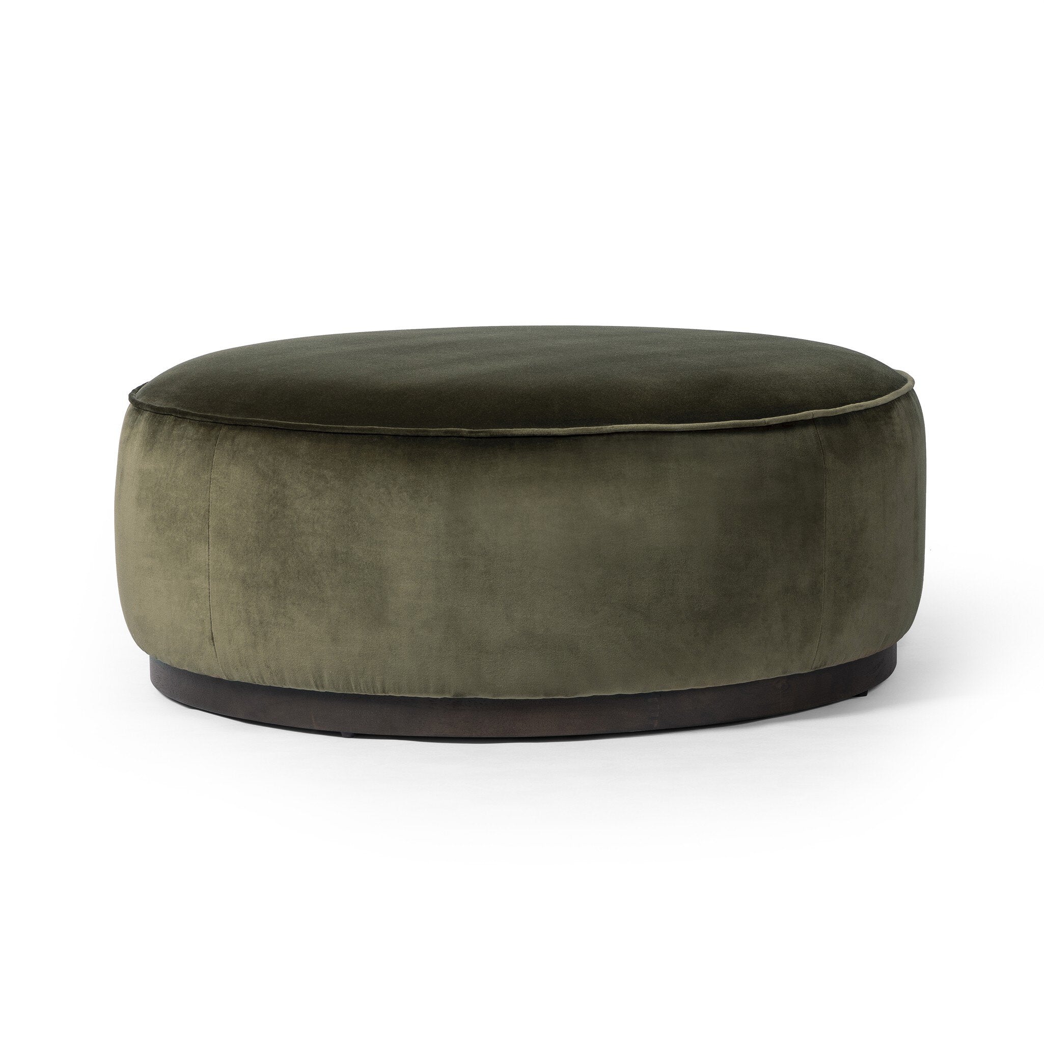 Four Hands Sinclair Large Round Ottoman — Surrey Olive-Sienna Brown