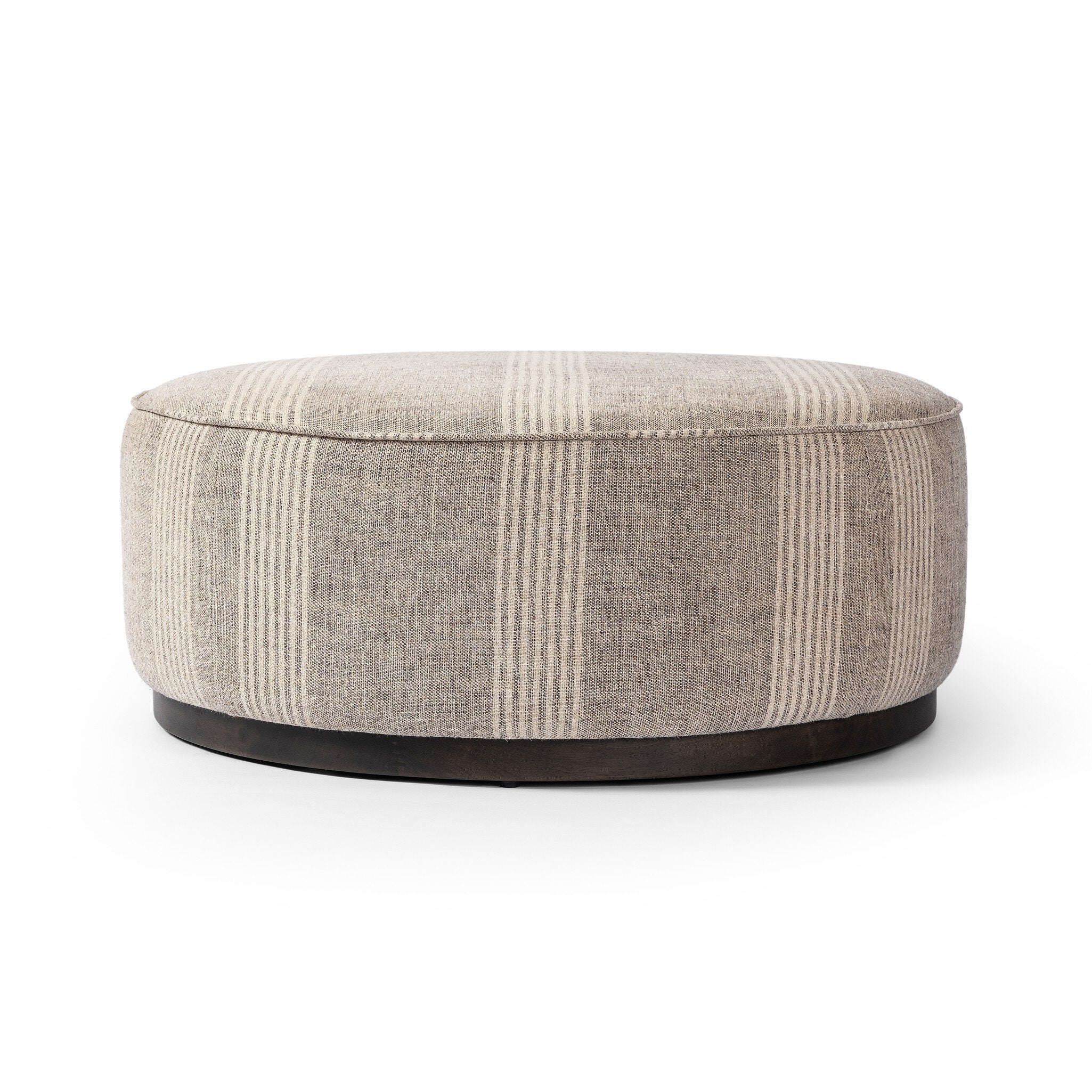 Four Hands Sinclair Large Round Ottoman — Manchester Flint-Sienna Brown