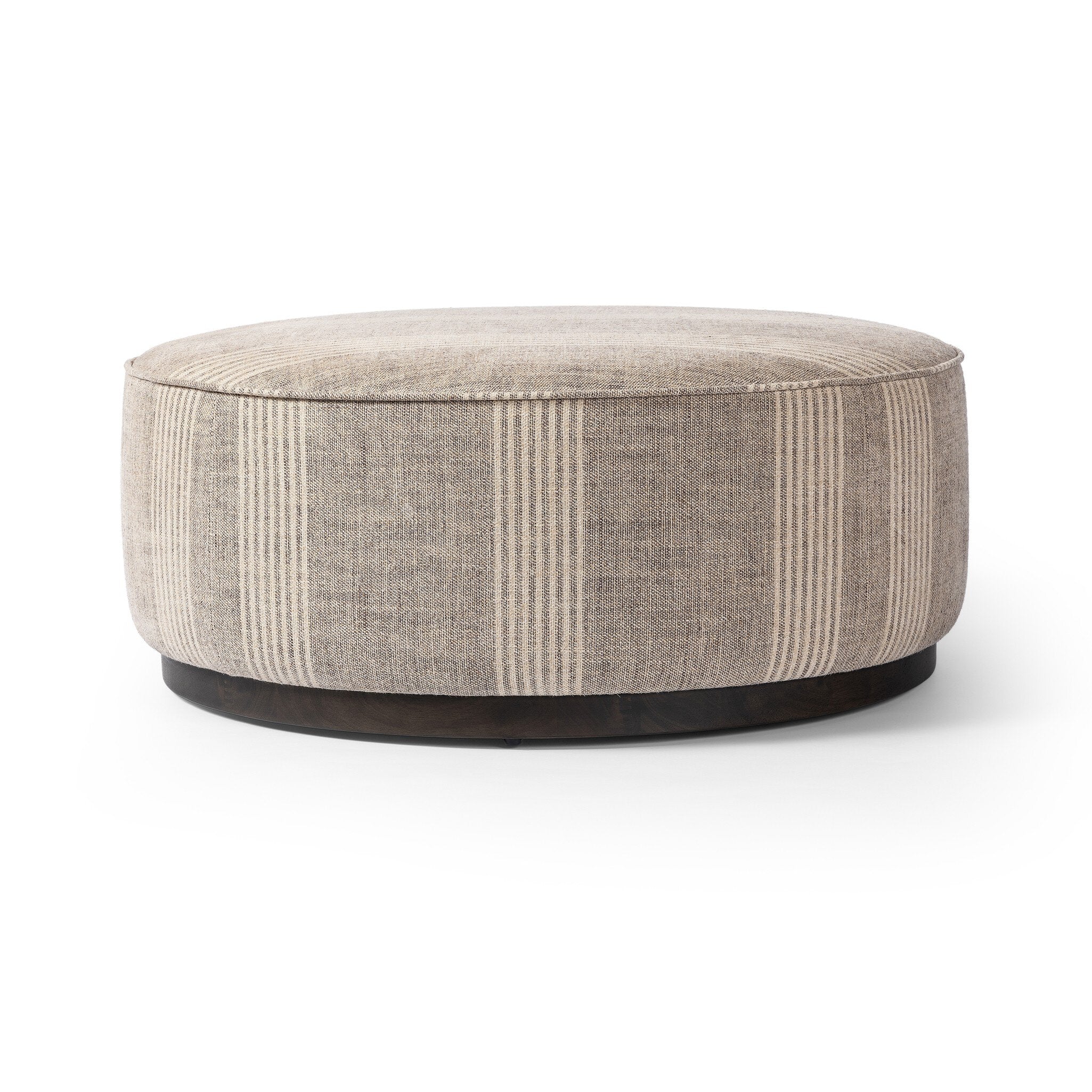 Four Hands Sinclair Large Round Ottoman — Manchester Flint-Sienna Brown