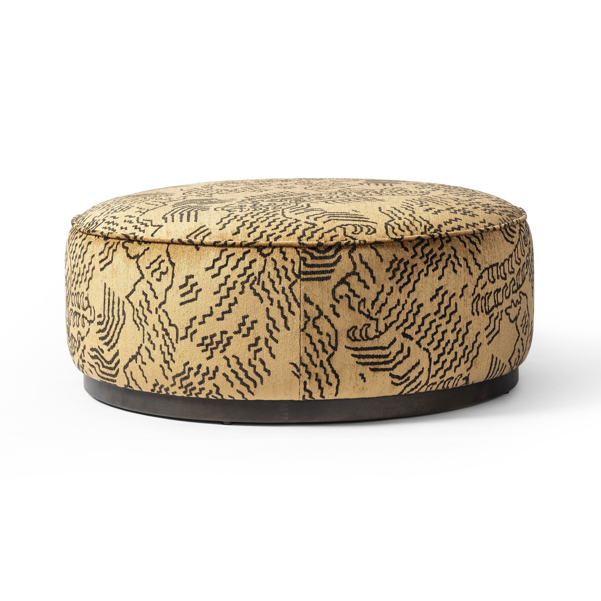 Four Hands Sinclair Large Round Ottoman — Balkan Ochre-Sienna Brown