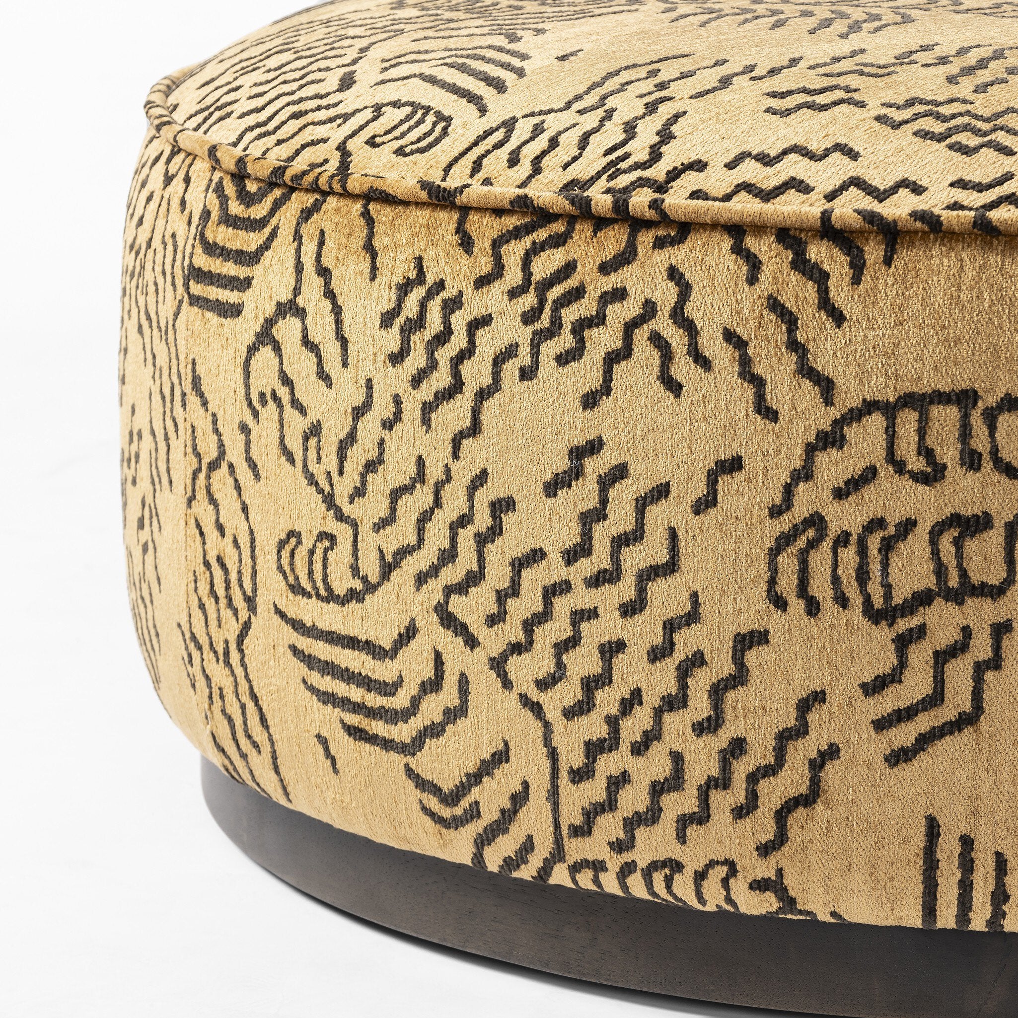 Four Hands Sinclair Large Round Ottoman — Balkan Ochre-Sienna Brown