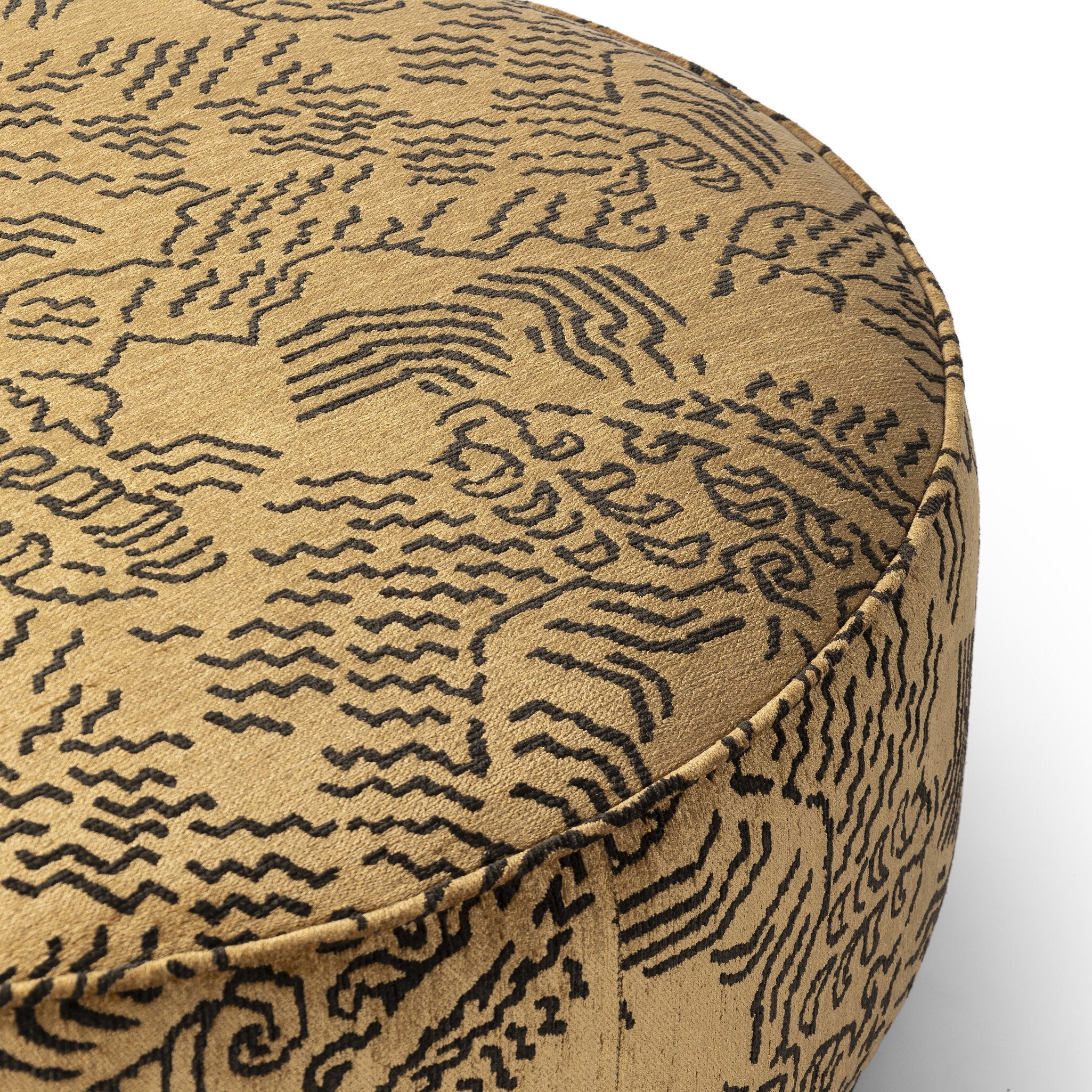 Four Hands Sinclair Large Round Ottoman — Balkan Ochre-Sienna Brown