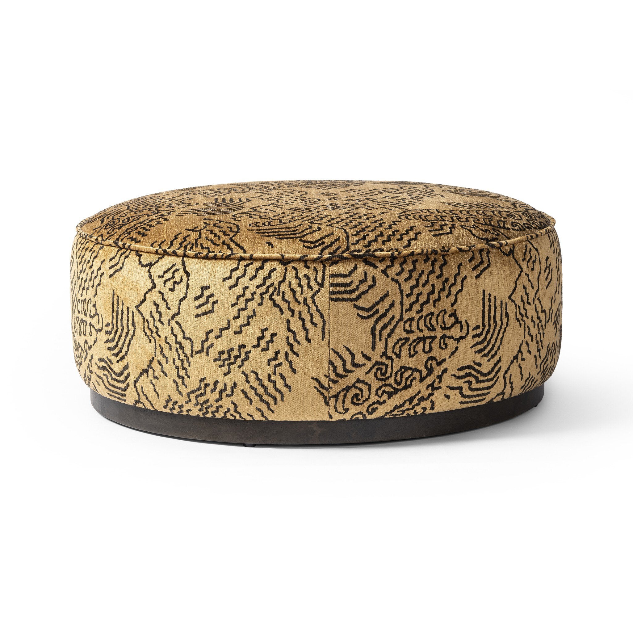 Four Hands Sinclair Large Round Ottoman — Balkan Ochre-Sienna Brown