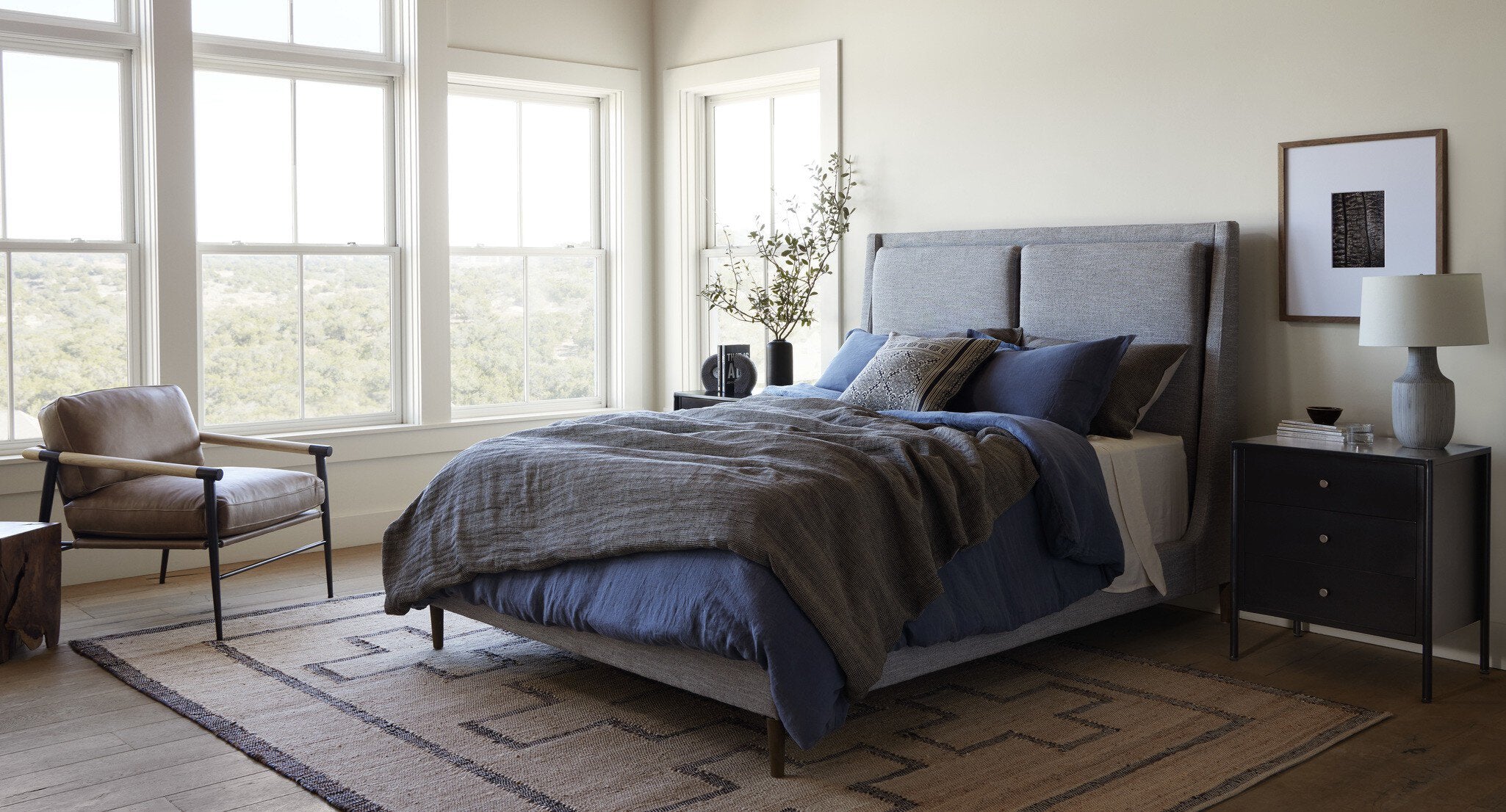 Four Hands Potter Bed — Manor Grey-Distressed Natural-King