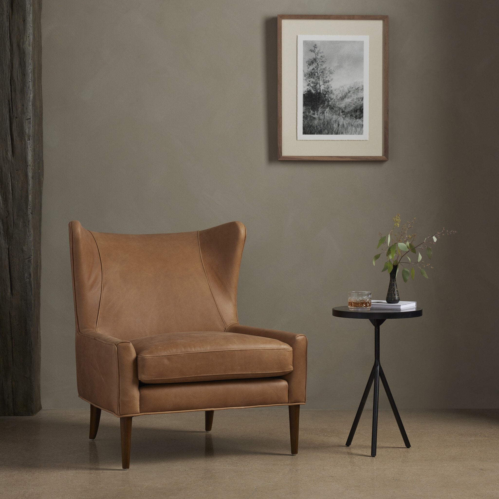 Four Hands Marlow Wing Chair — Palermo Cognac-Almond