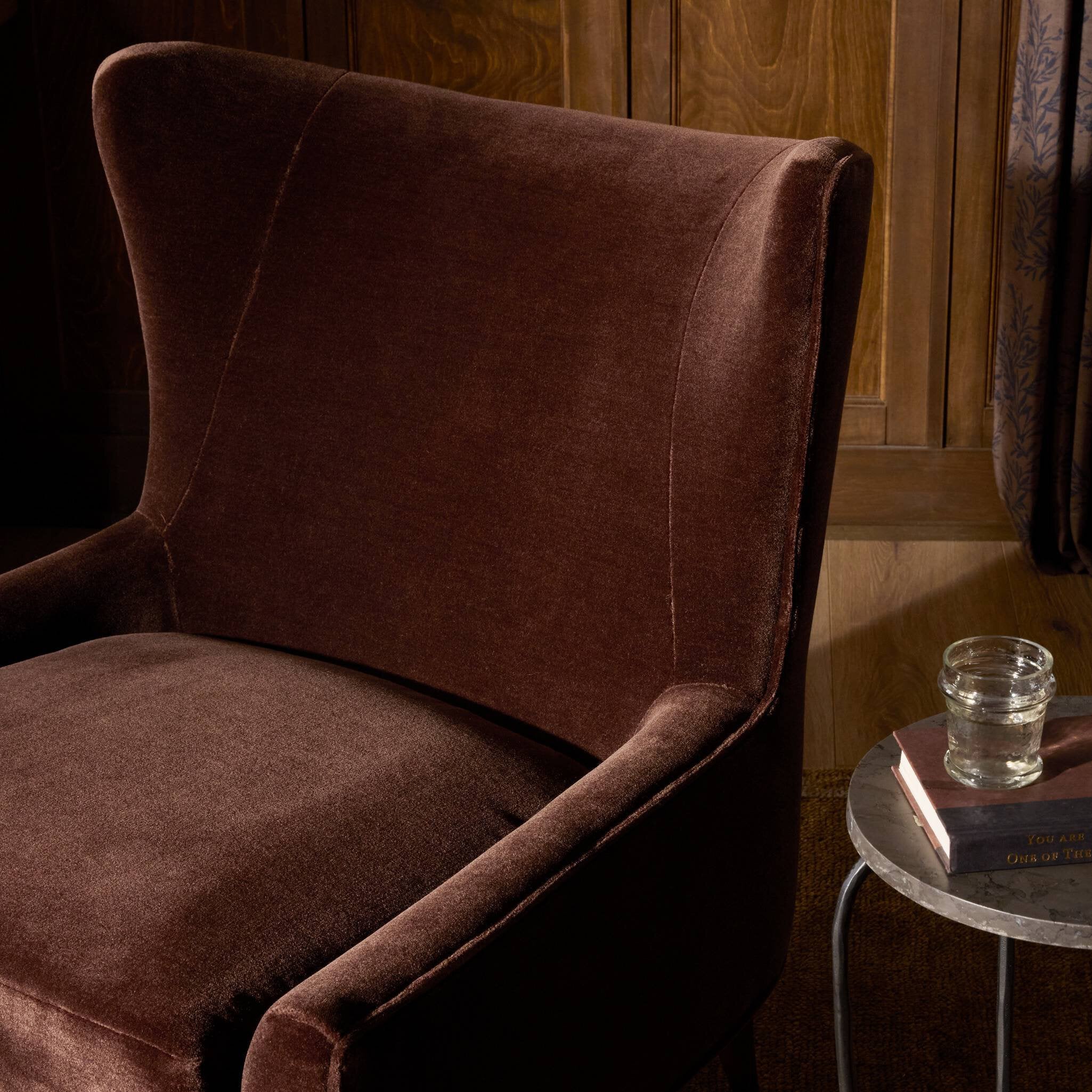 Four Hands Marlow Wing Chair — Monte Chocolate-Almond