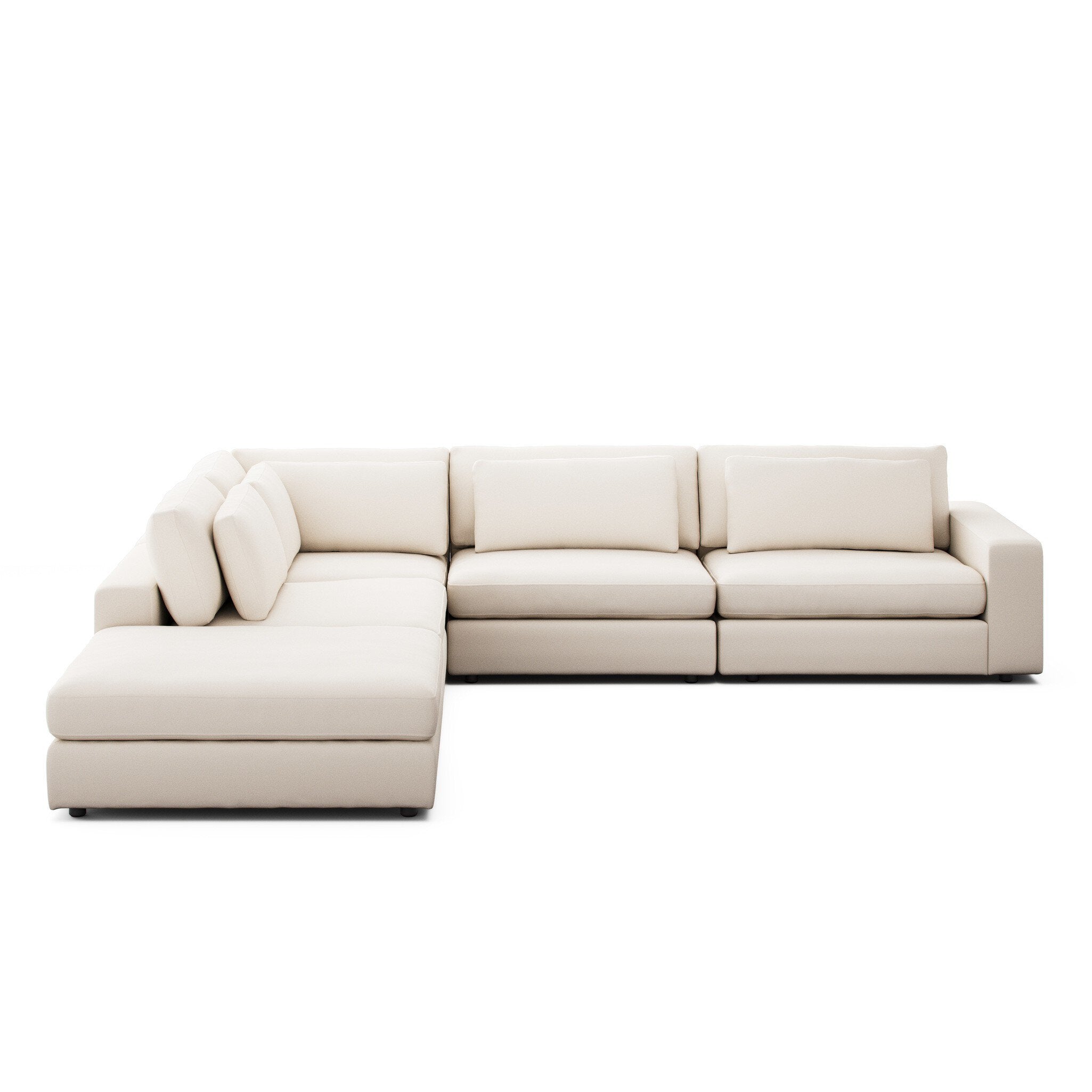 Four Hands Bloor 4-Piece Sectional W/ Ottoman — Crypton Nomad Marshmallow