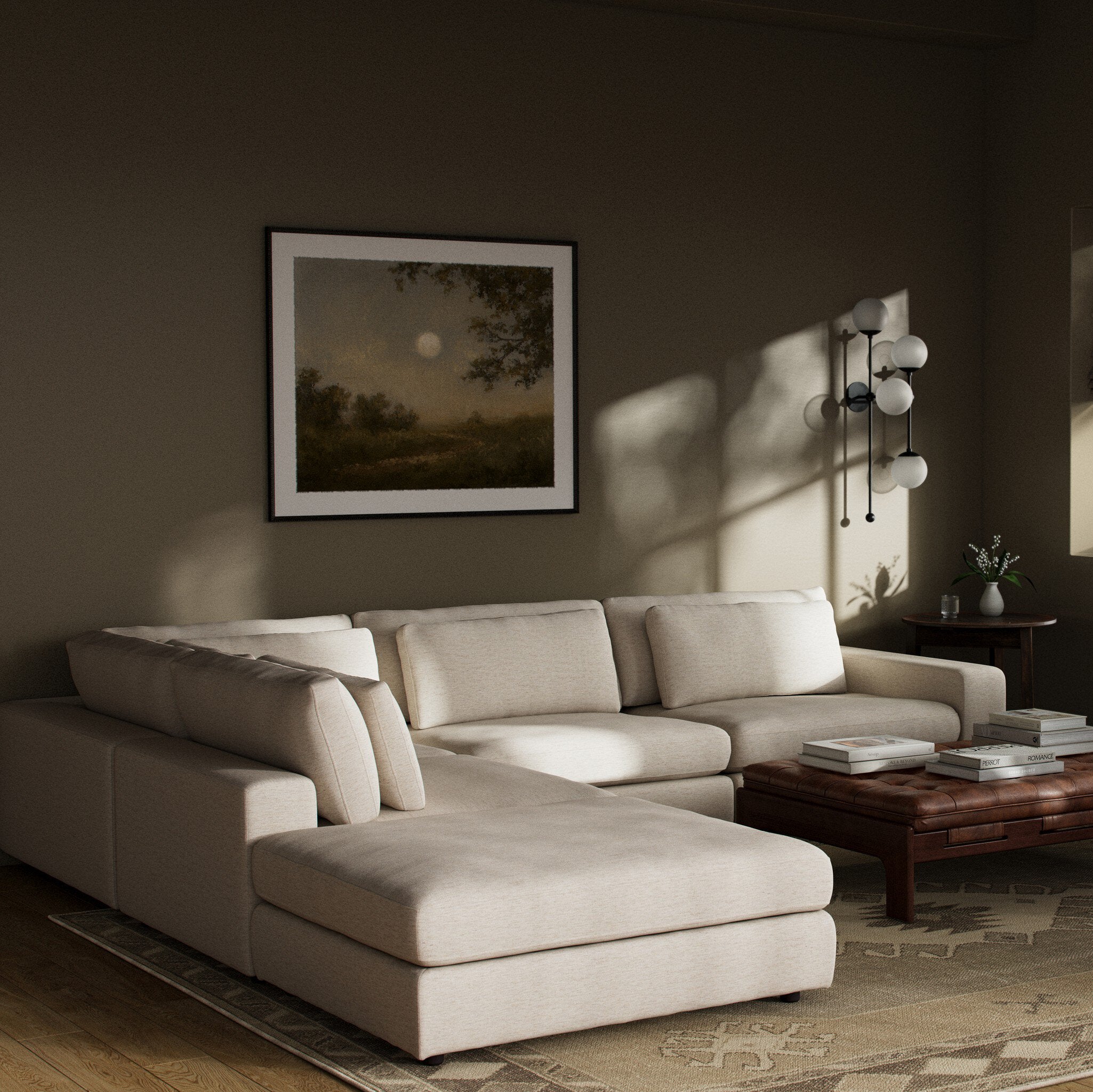 Four Hands Bloor 4-Piece Sectional W/ Ottoman — Crypton Nomad Snow
