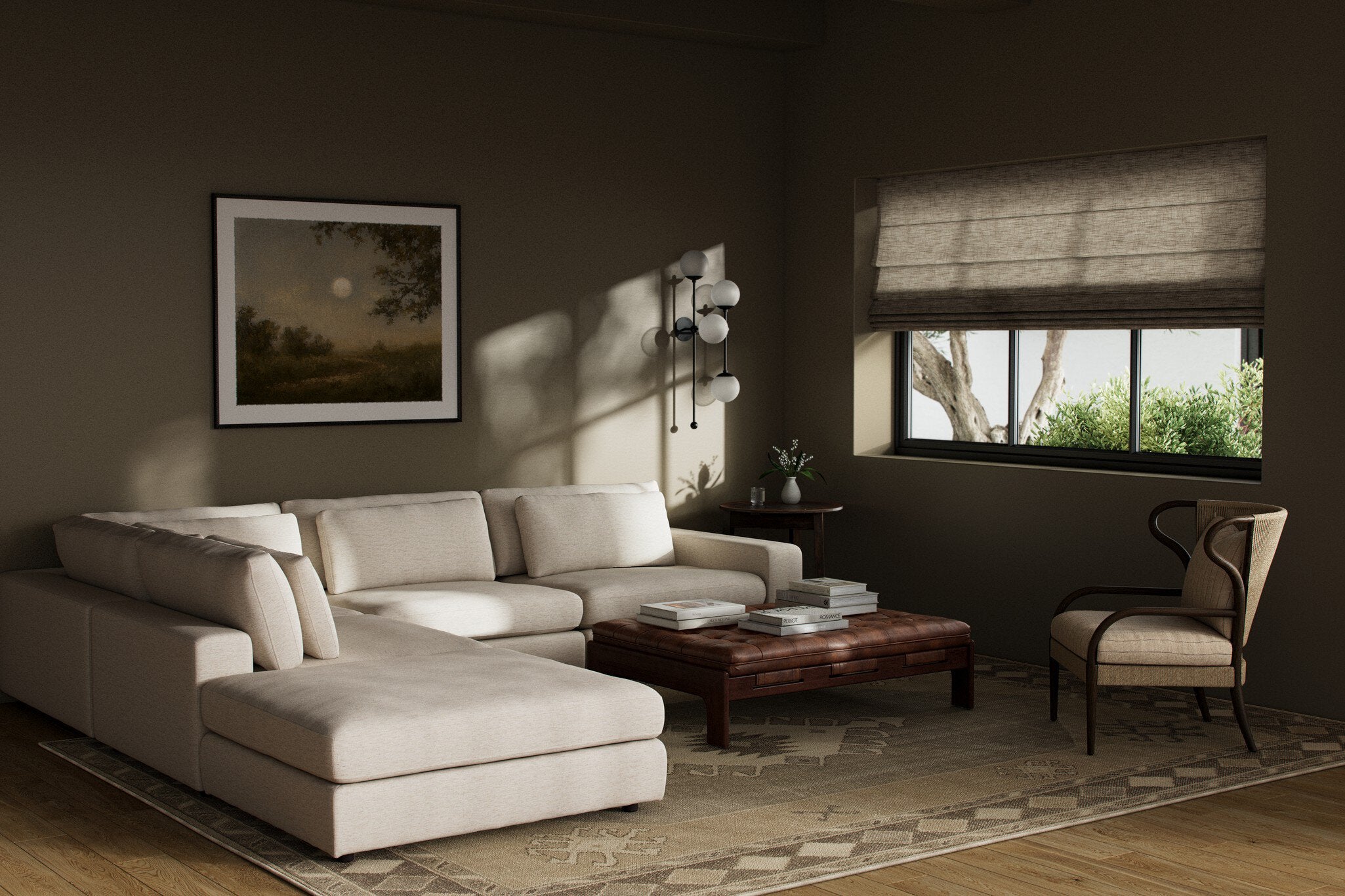 Four Hands Bloor 4-Piece Sectional W/ Ottoman — Crypton Nomad Snow