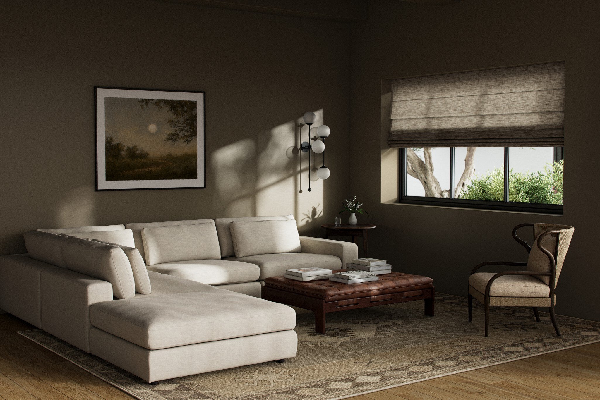 Four Hands Bloor 4-Piece Sectional W/ Ottoman — Savoy Parchment
