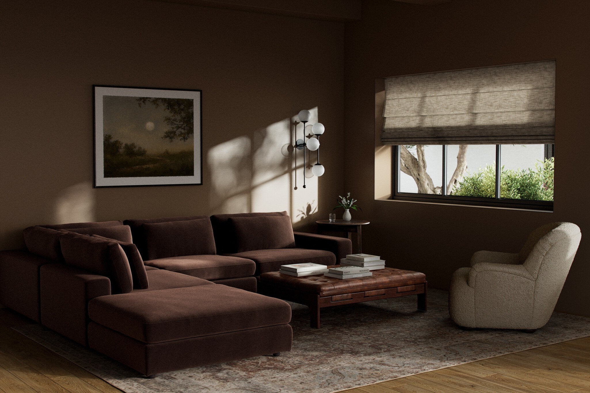 Four Hands Bloor 4-Piece Sectional W/ Ottoman — Surrey Cocoa