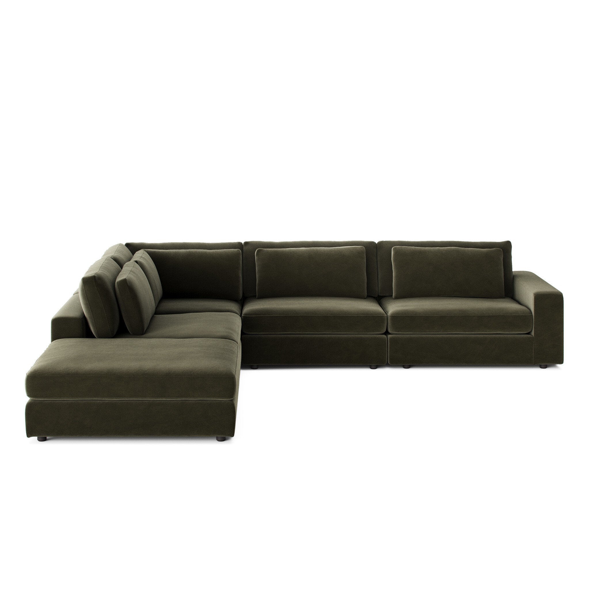 Four Hands Bloor 4-Piece Sectional W/ Ottoman — Surrey Olive