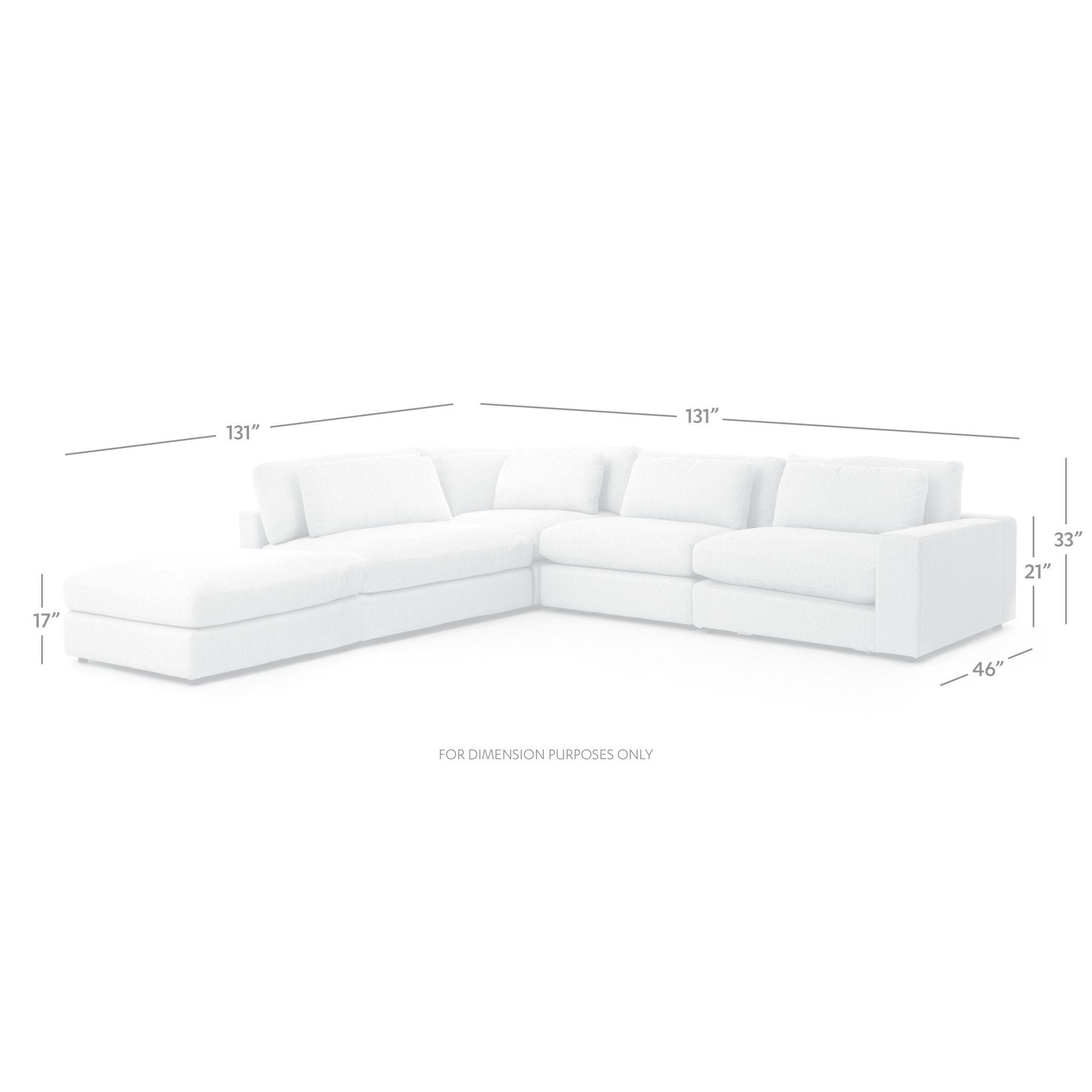 Four Hands Bloor 4-Piece Sectional W/ Ottoman — Essence Natural