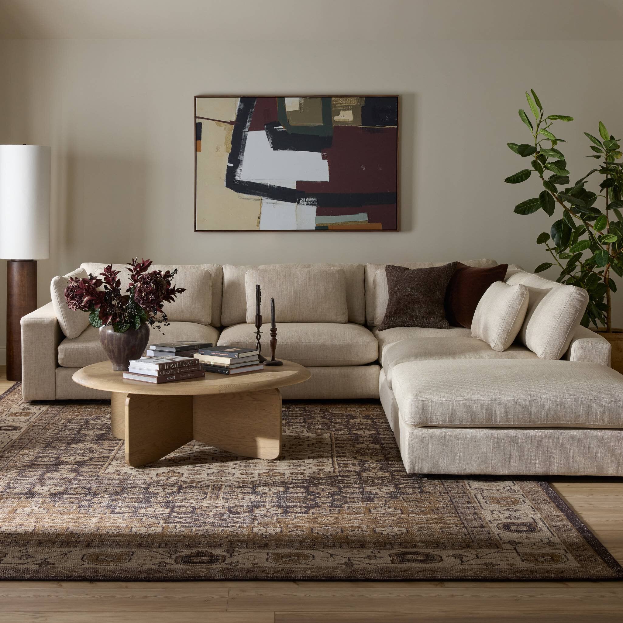 Four Hands Bloor 4-Piece Sectional W/ Ottoman — Essence Natural