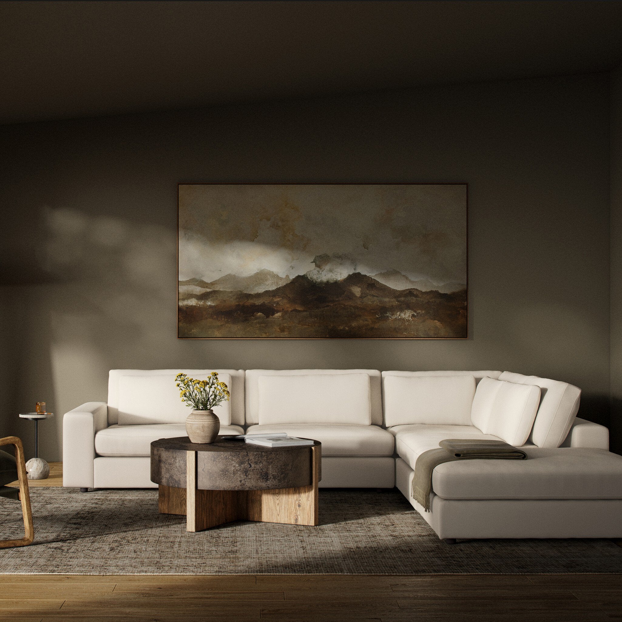 Four Hands Bloor 4-Piece Sectional W/ Ottoman — Crypton Nomad Marshmallow