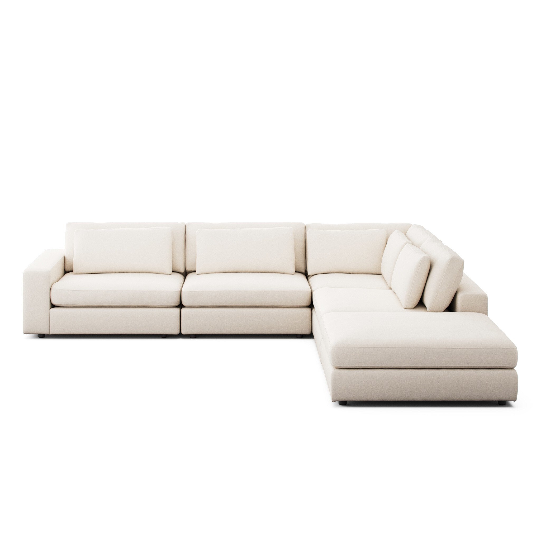 Four Hands Bloor 4-Piece Sectional W/ Ottoman — Crypton Nomad Marshmallow