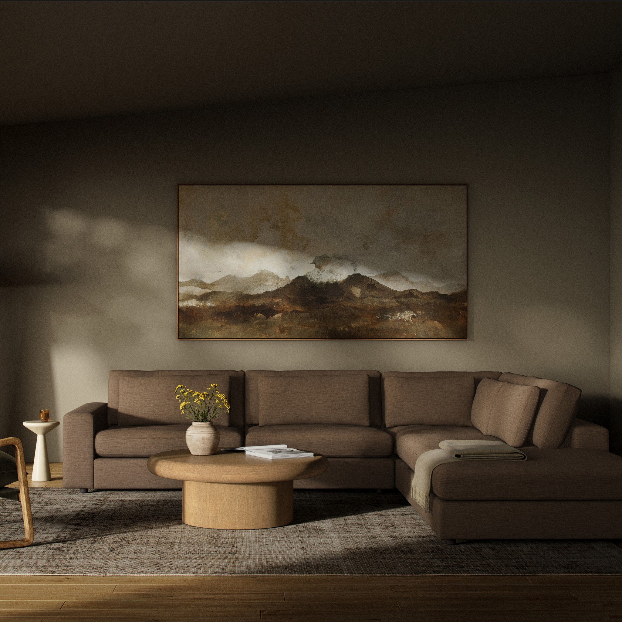 Four Hands Bloor 4-Piece Sectional W/ Ottoman — Crypton Nomad Mushroom