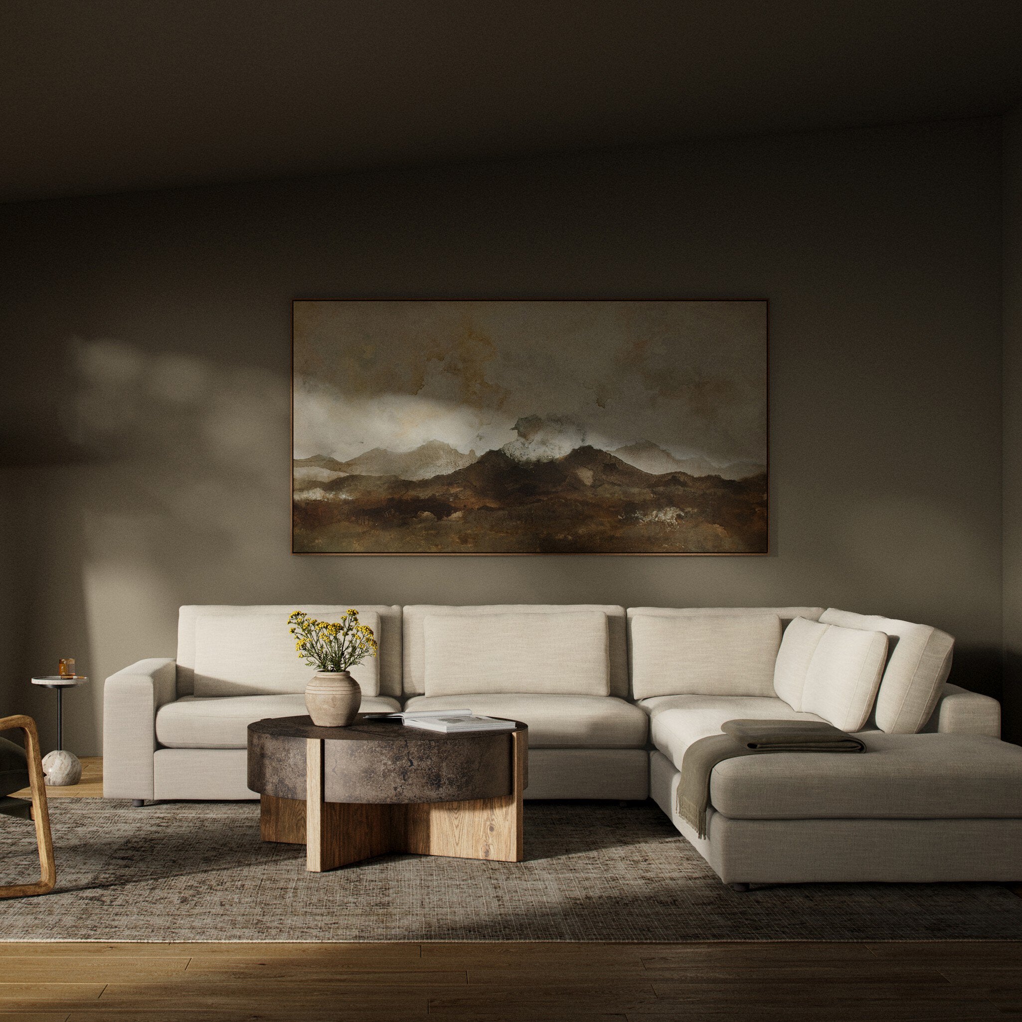 Four Hands Bloor 4-Piece Sectional W/ Ottoman — Savoy Parchment