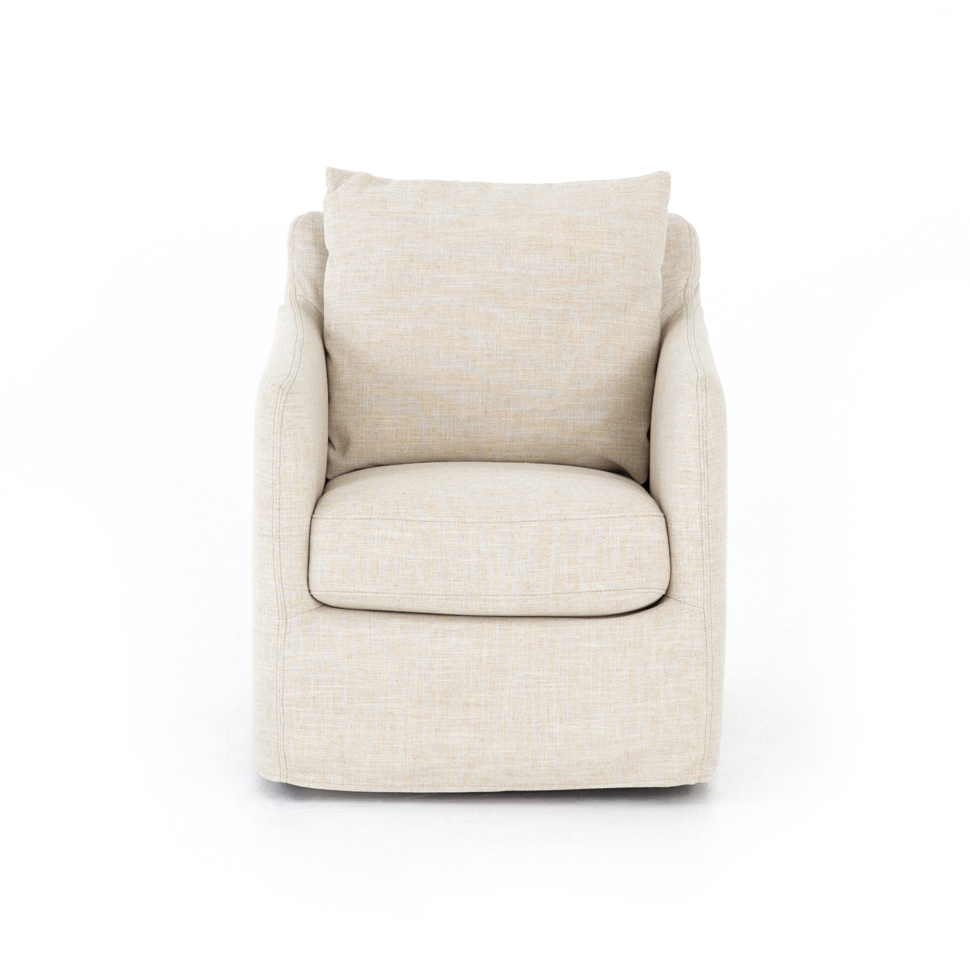 Four Hands Banks Slipcover Swivel Chair — Cambric Ivory