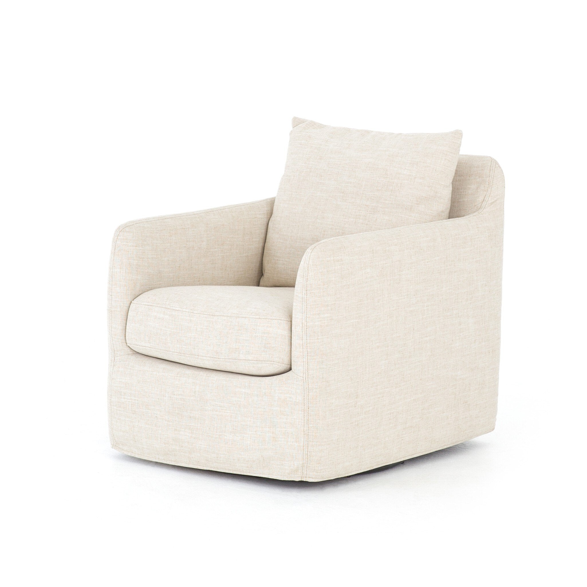 Four Hands Banks Slipcover Swivel Chair — Cambric Ivory