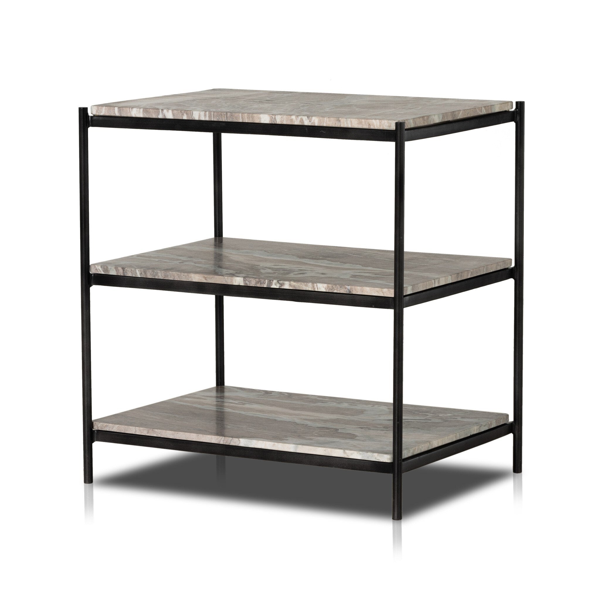 Four Hands Felix Nightstand — Hammered Grey W/Clear Powder Coat-Canyon