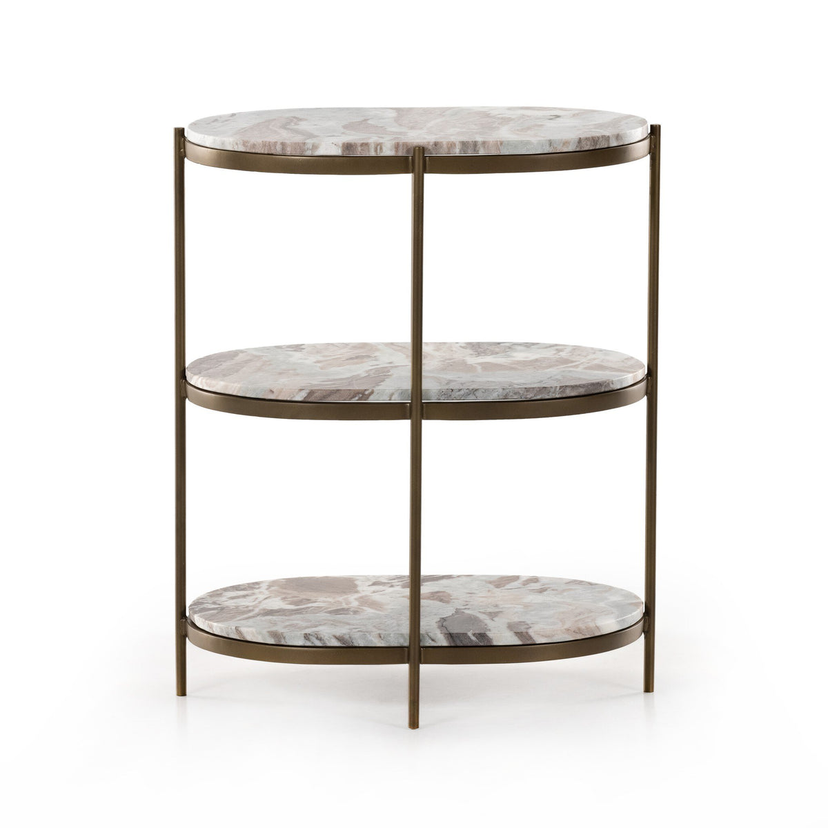 Four Hands Felix Oval Nightstand — Antique Brass-Canyon