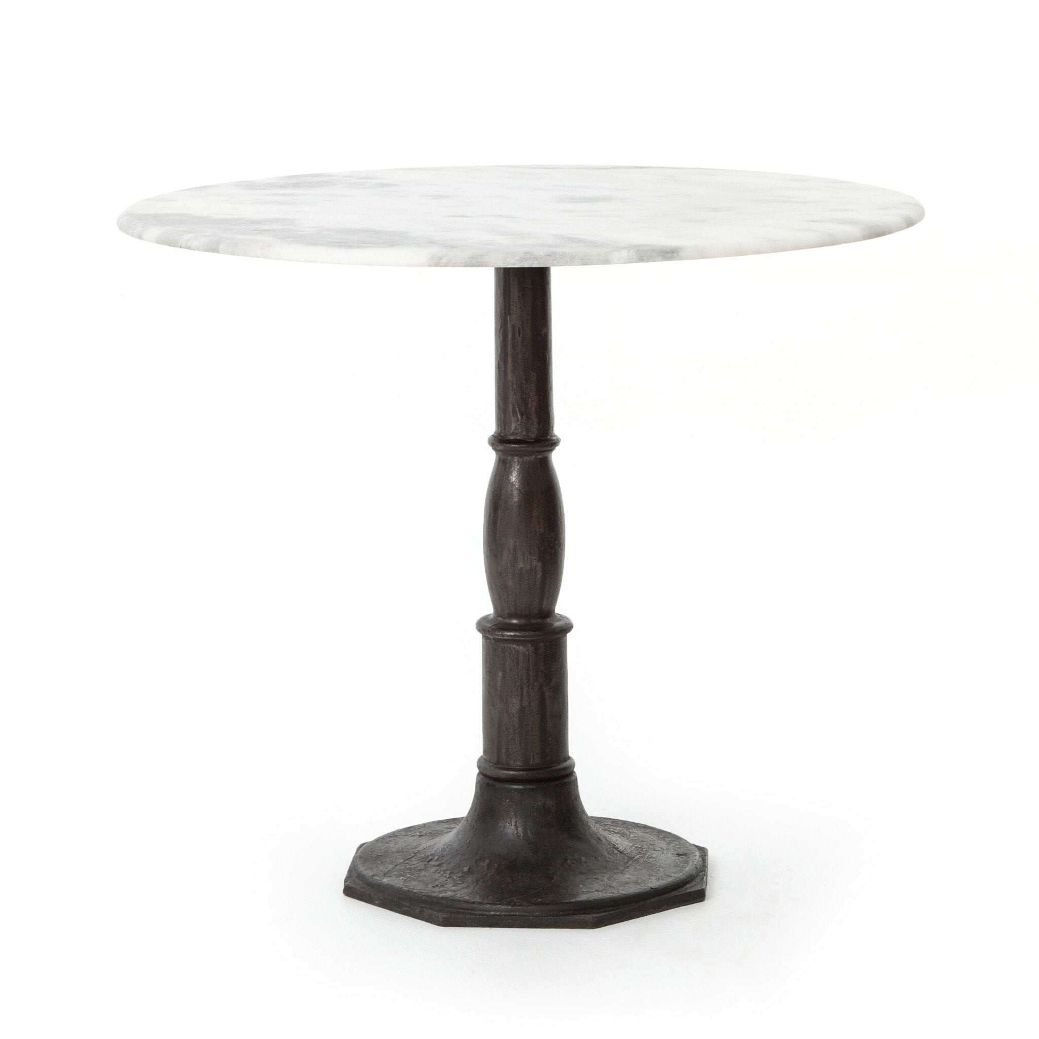 Four Hands Lucy Bistro Table-36" β Carbon Wash-White Marble