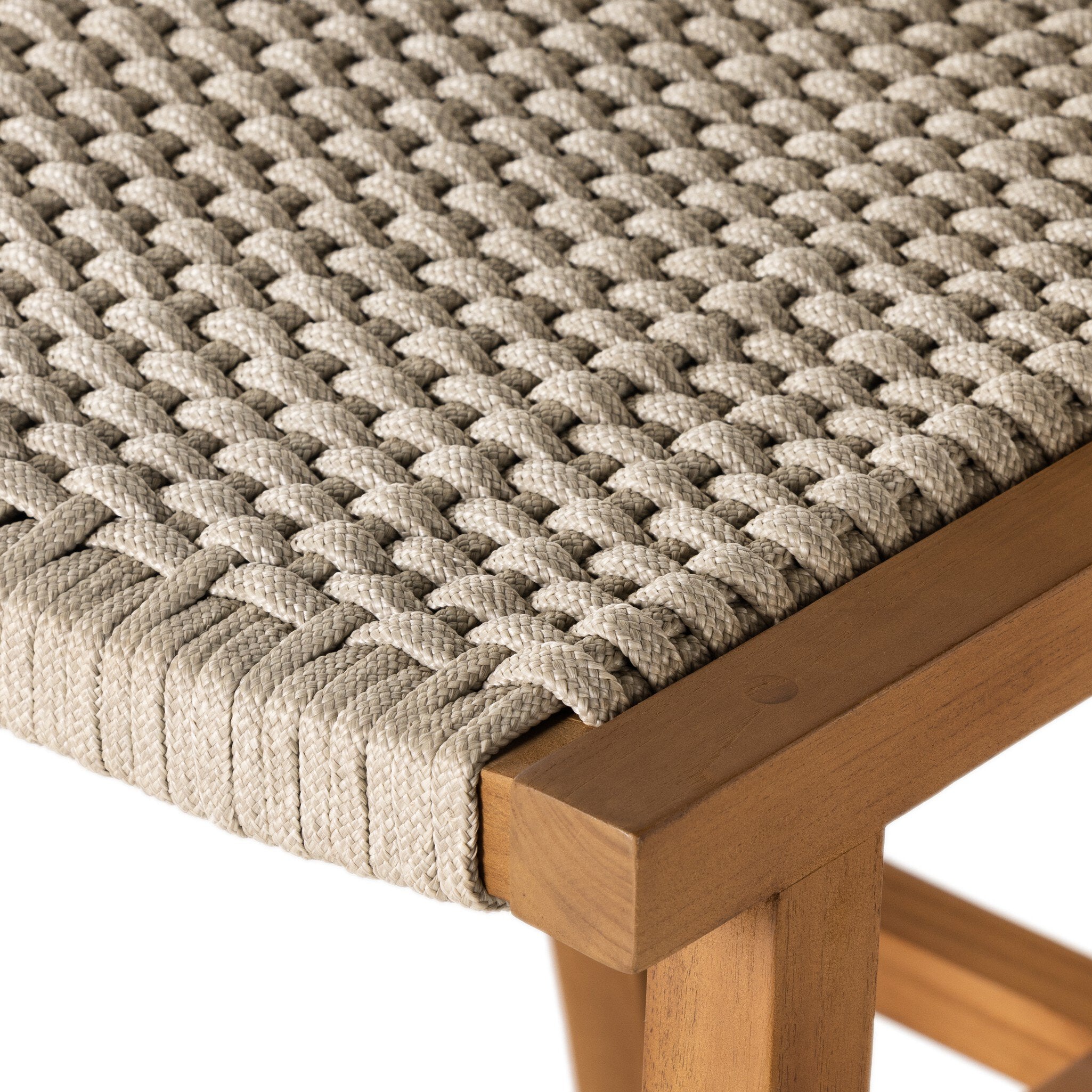 Four Hands Delano Outdoor Bar + Counter Stool — Natural Teak-FSC-Ivory Rope-Bar