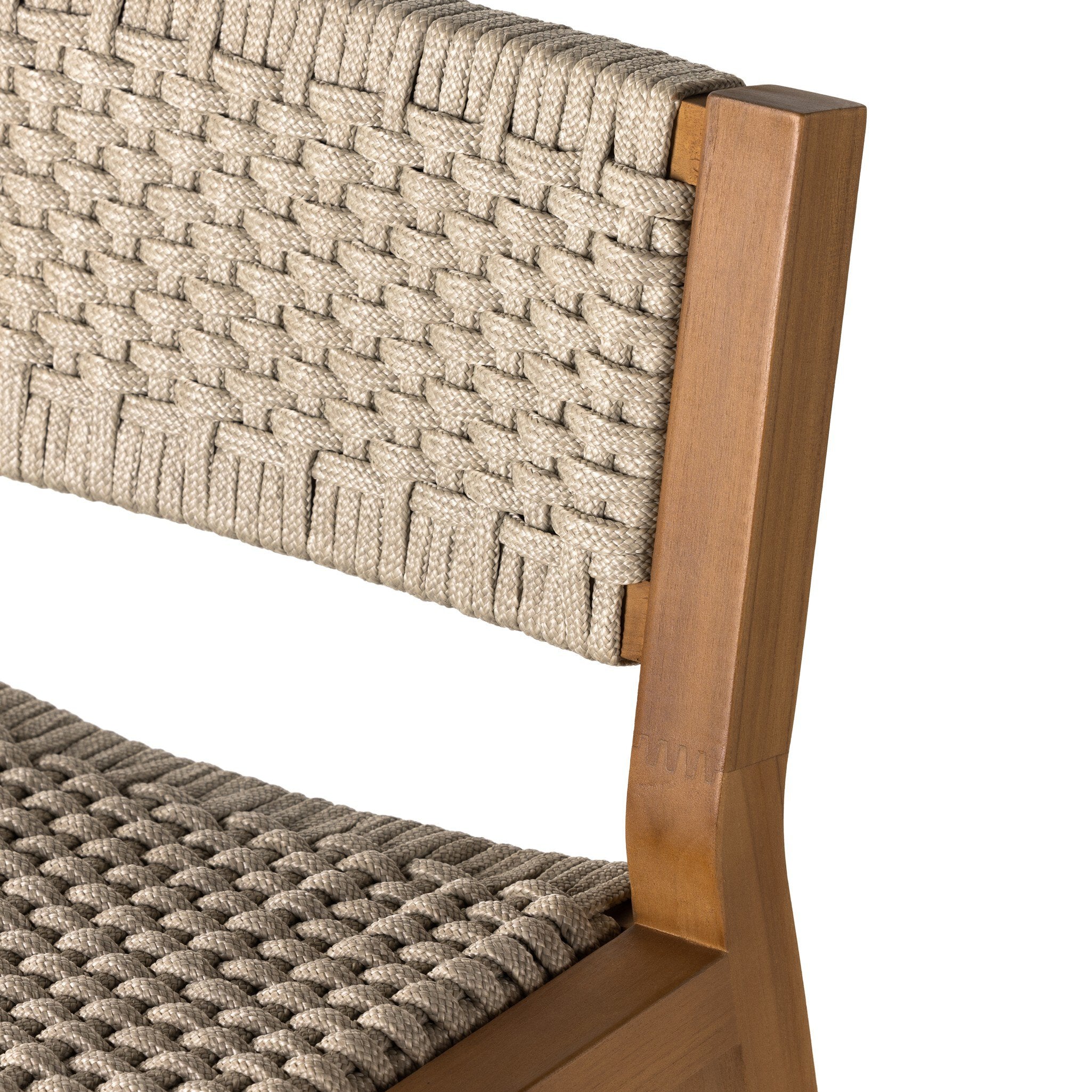 Four Hands Delano Outdoor Bar + Counter Stool — Natural Teak-FSC-Ivory Rope-Bar