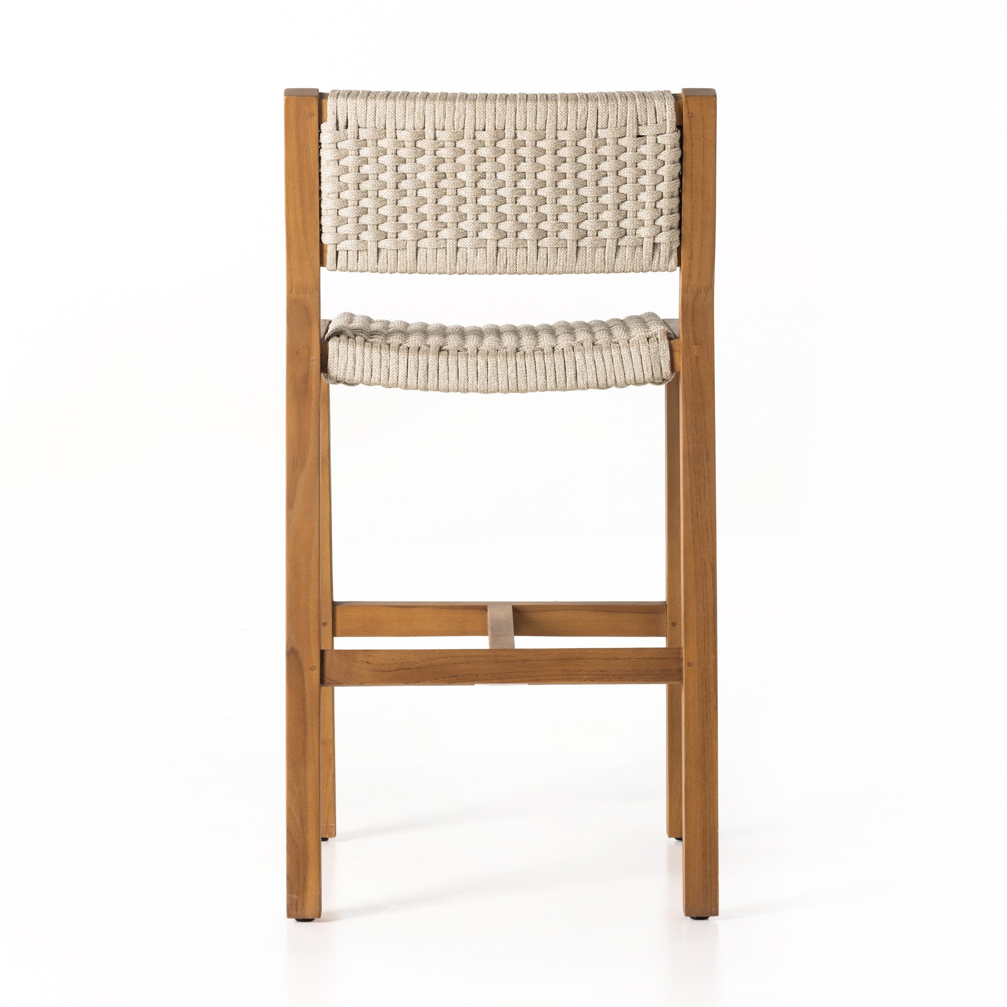 Four Hands Delano Outdoor Bar + Counter Stool — Natural Teak-FSC-Ivory Rope-Counter