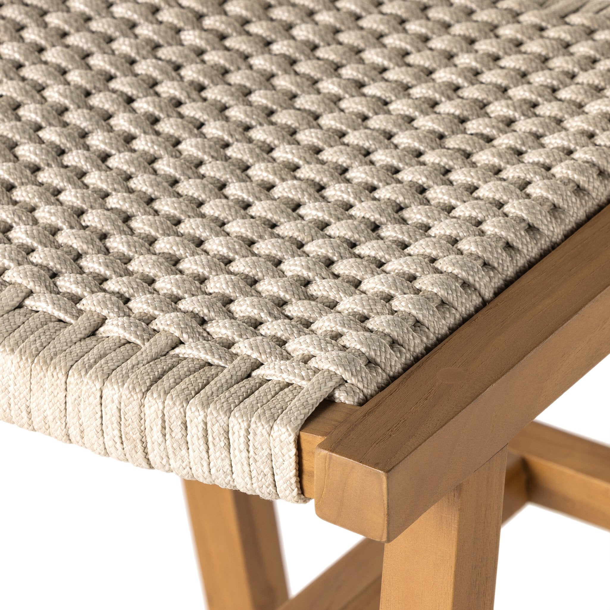 Four Hands Delano Outdoor Bar + Counter Stool — Natural Teak-FSC-Ivory Rope-Counter
