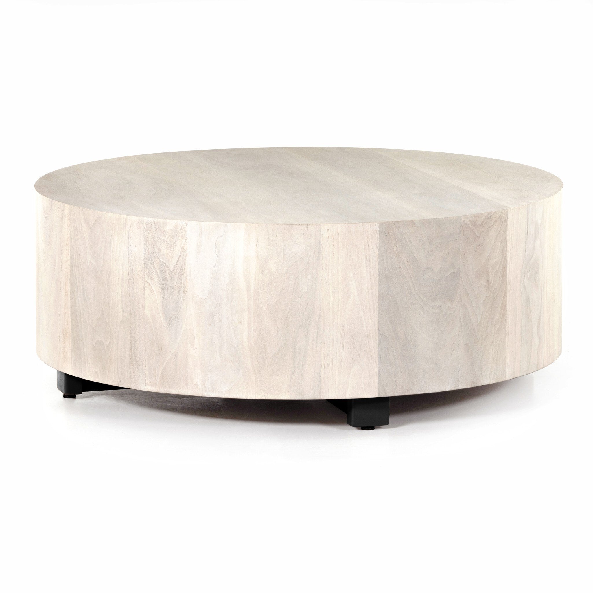 Four Hands Hudson Round Coffee Table — Ashen Walnut-Black Pine