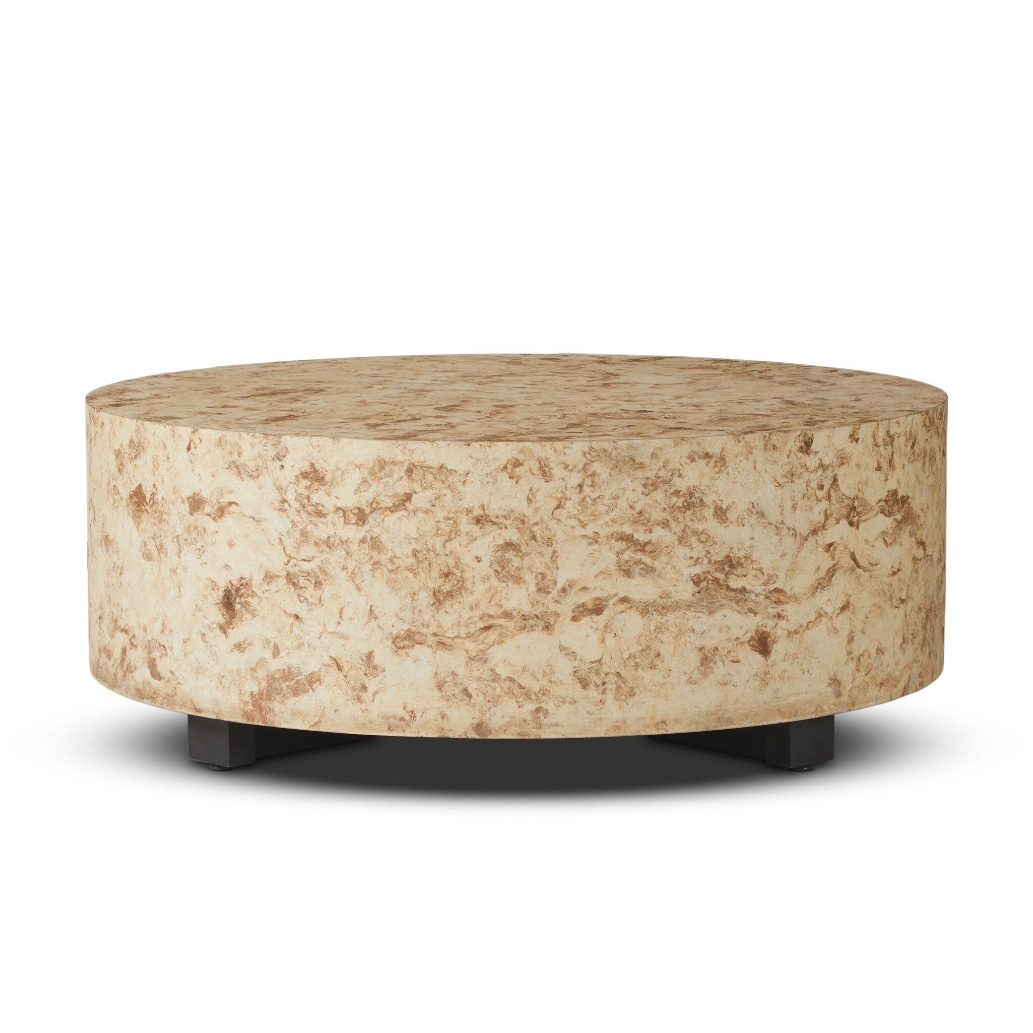 Four Hands Hudson Round Coffee Table — Bark Paper-Black Pine